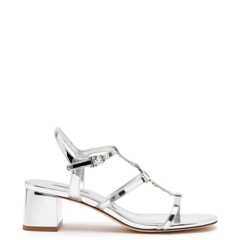 Hana Block In Silver Specchio sold by Larroude