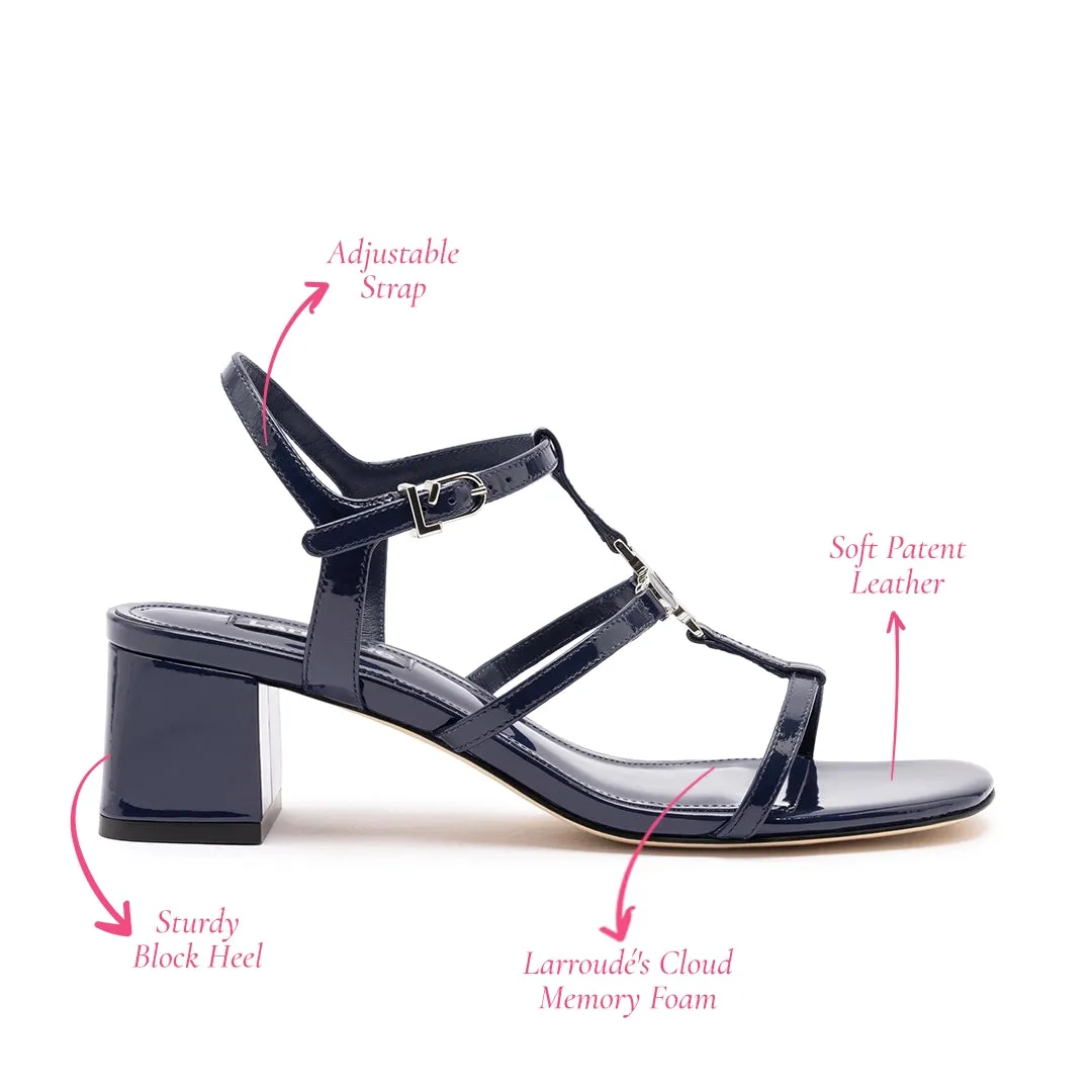 Hana Block In Navy Patent Leather sold by Larroude product image thumbnail 5