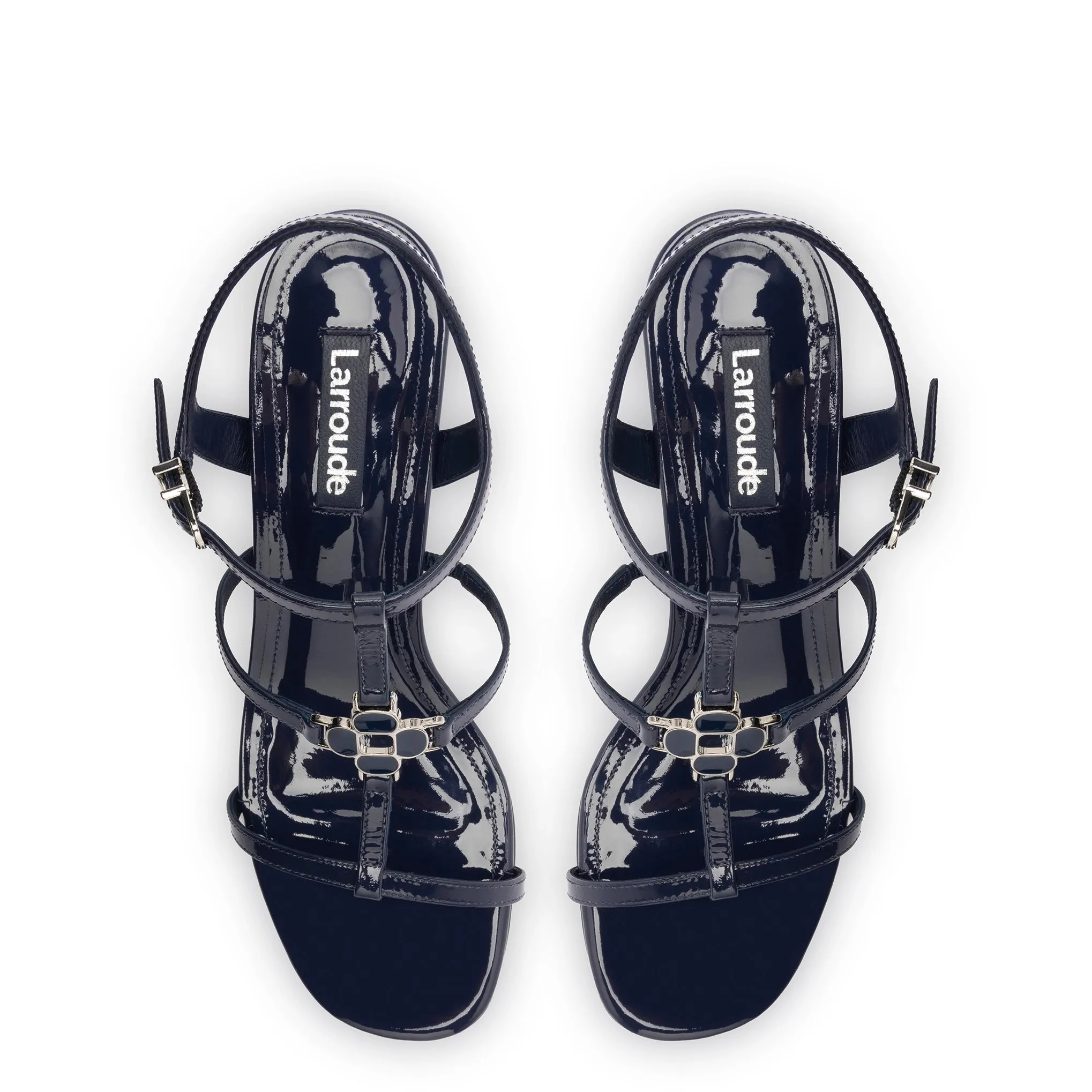 Hana Block In Navy Patent Leather sold by Larroude product image thumbnail 3