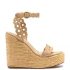 Florence Broderie Wedge In Beige Raffia sold by Larroude