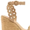 Florence Broderie Wedge In Beige Raffia sold by Larroude