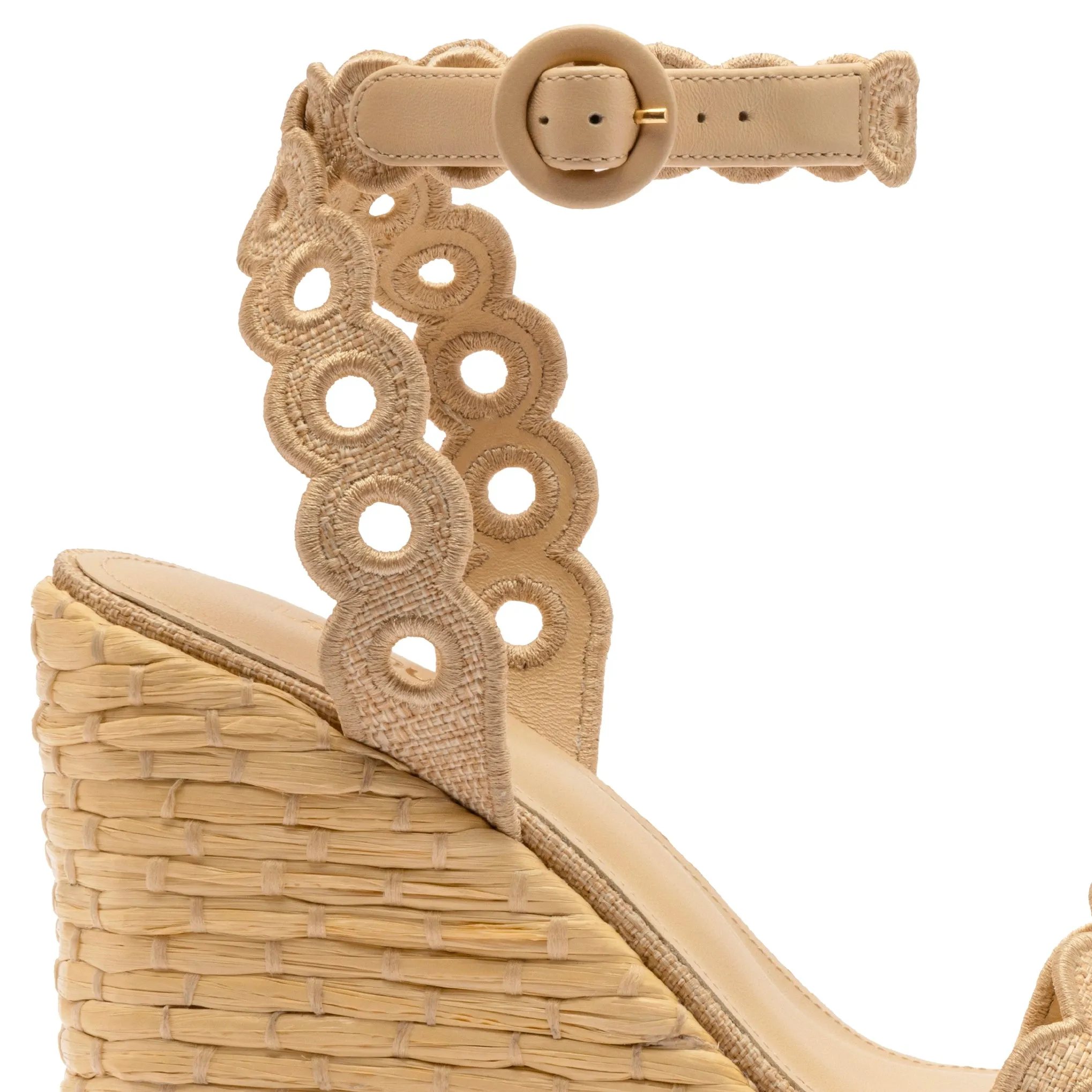 Florence Broderie Wedge In Beige Raffia sold by Larroude product image thumbnail 4