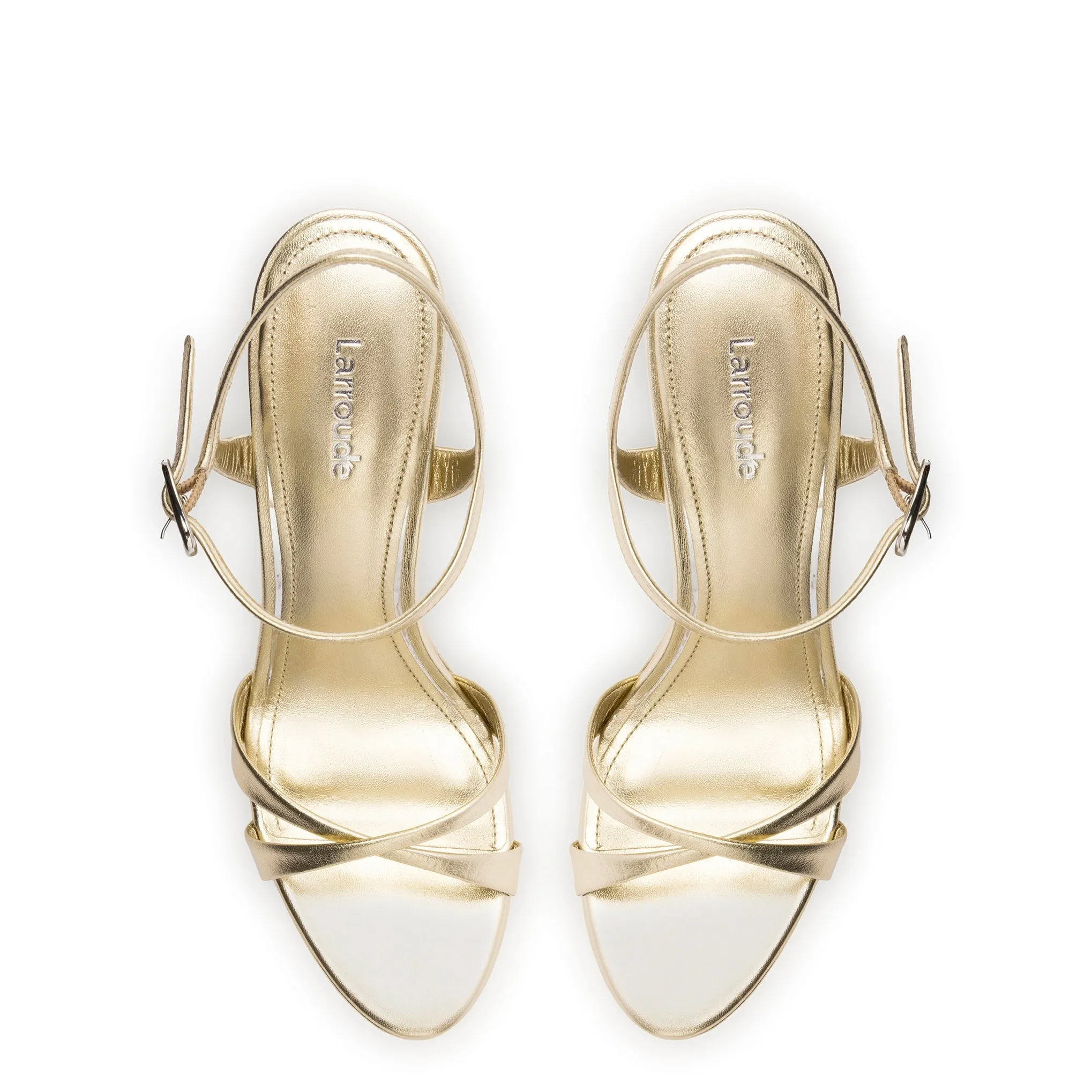 Angelina Sandal In Gold Metallic Leather sold by Larroude product image thumbnail 3