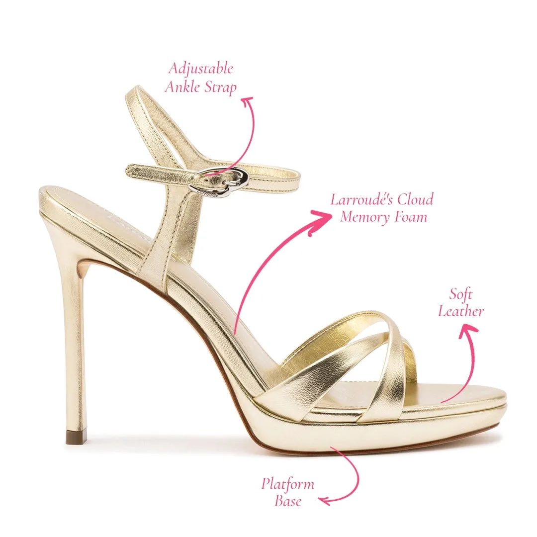 Angelina Sandal In Gold Metallic Leather sold by Larroude product image thumbnail 5