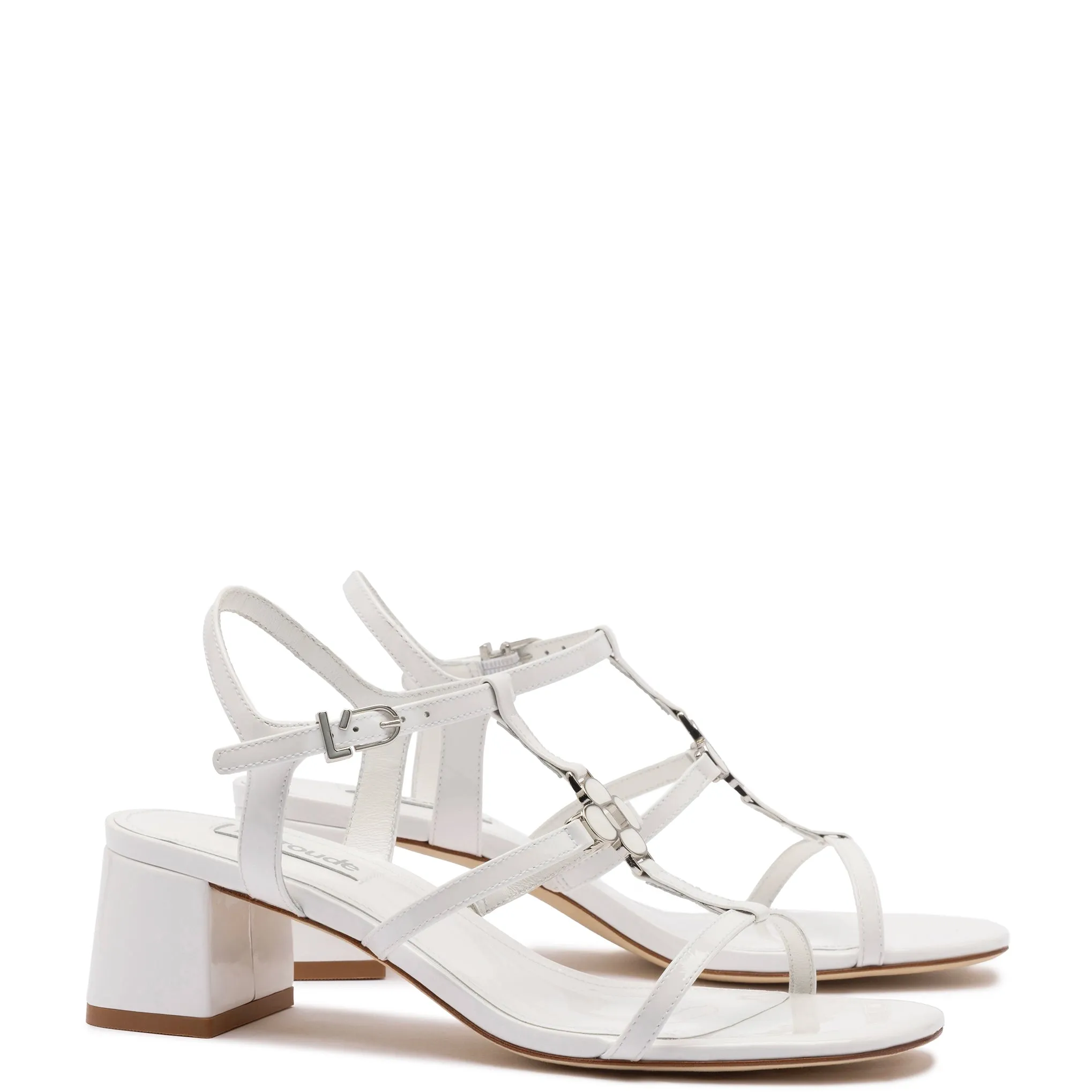 Hana Block In White Patent Leather sold by Larroude product image thumbnail 2