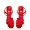 Charlotte Sandal In Scarlet Patent Leather sold by Larroude