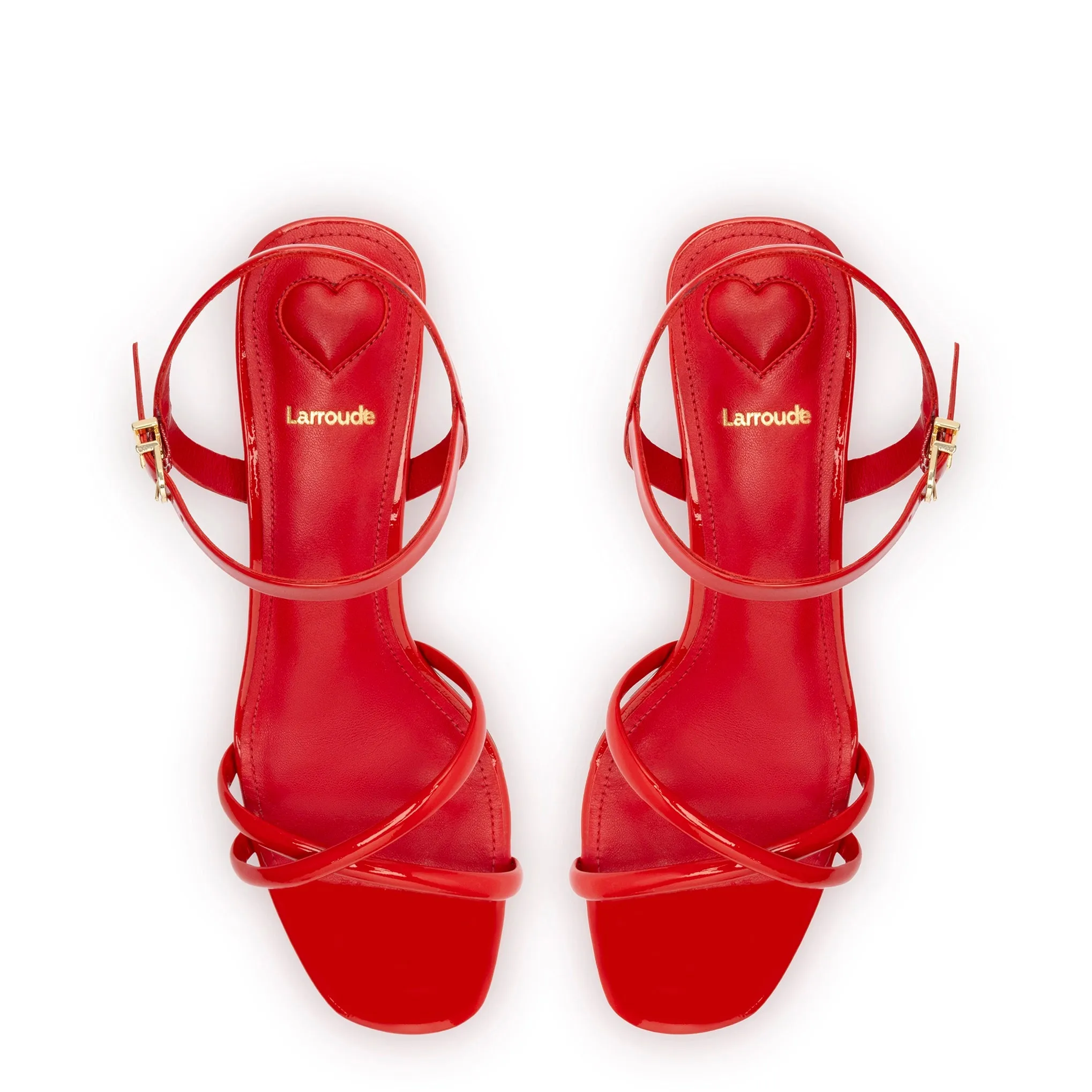 Charlotte Sandal In Scarlet Patent Leather sold by Larroude product image thumbnail 3