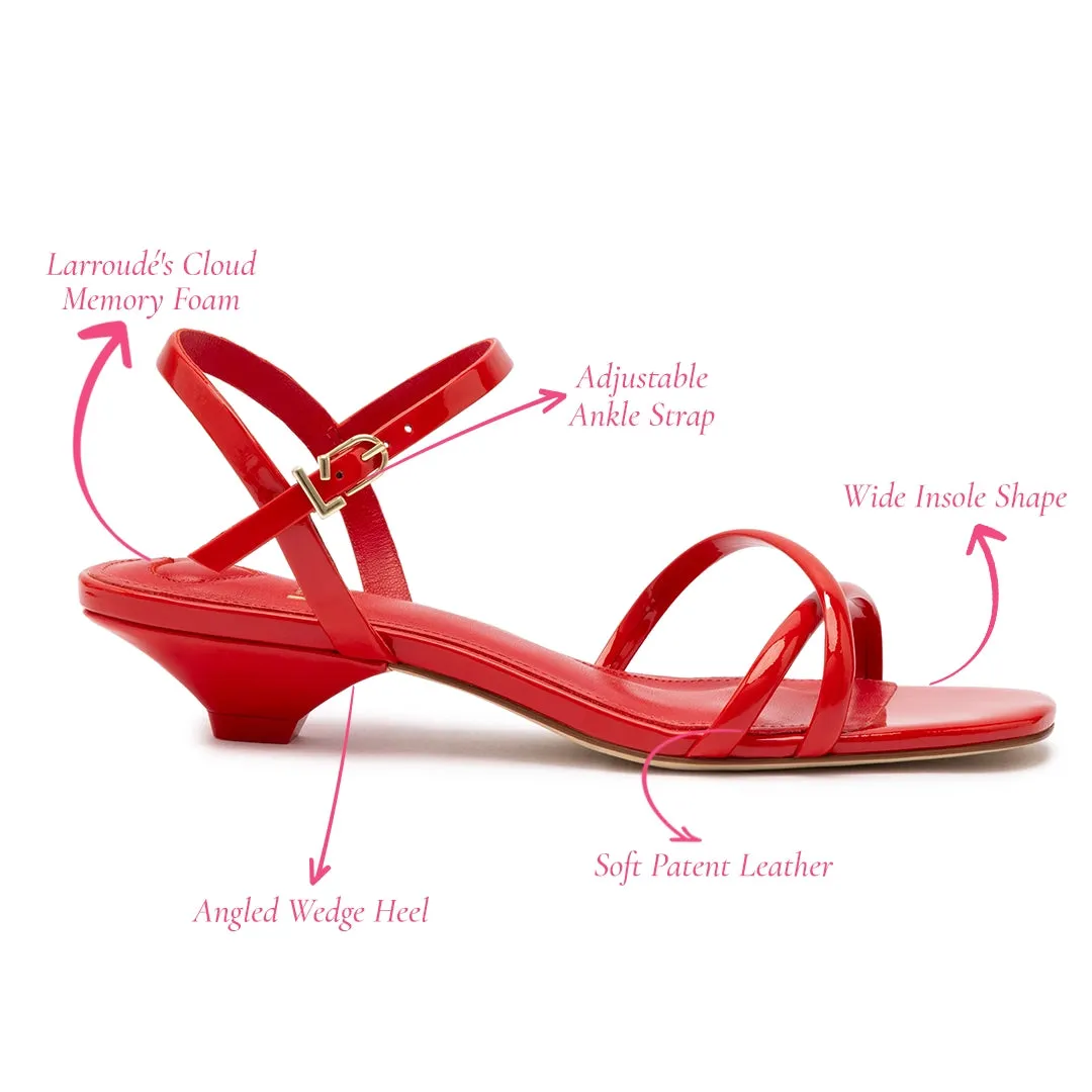 Charlotte Sandal In Scarlet Patent Leather sold by Larroude product image thumbnail 5