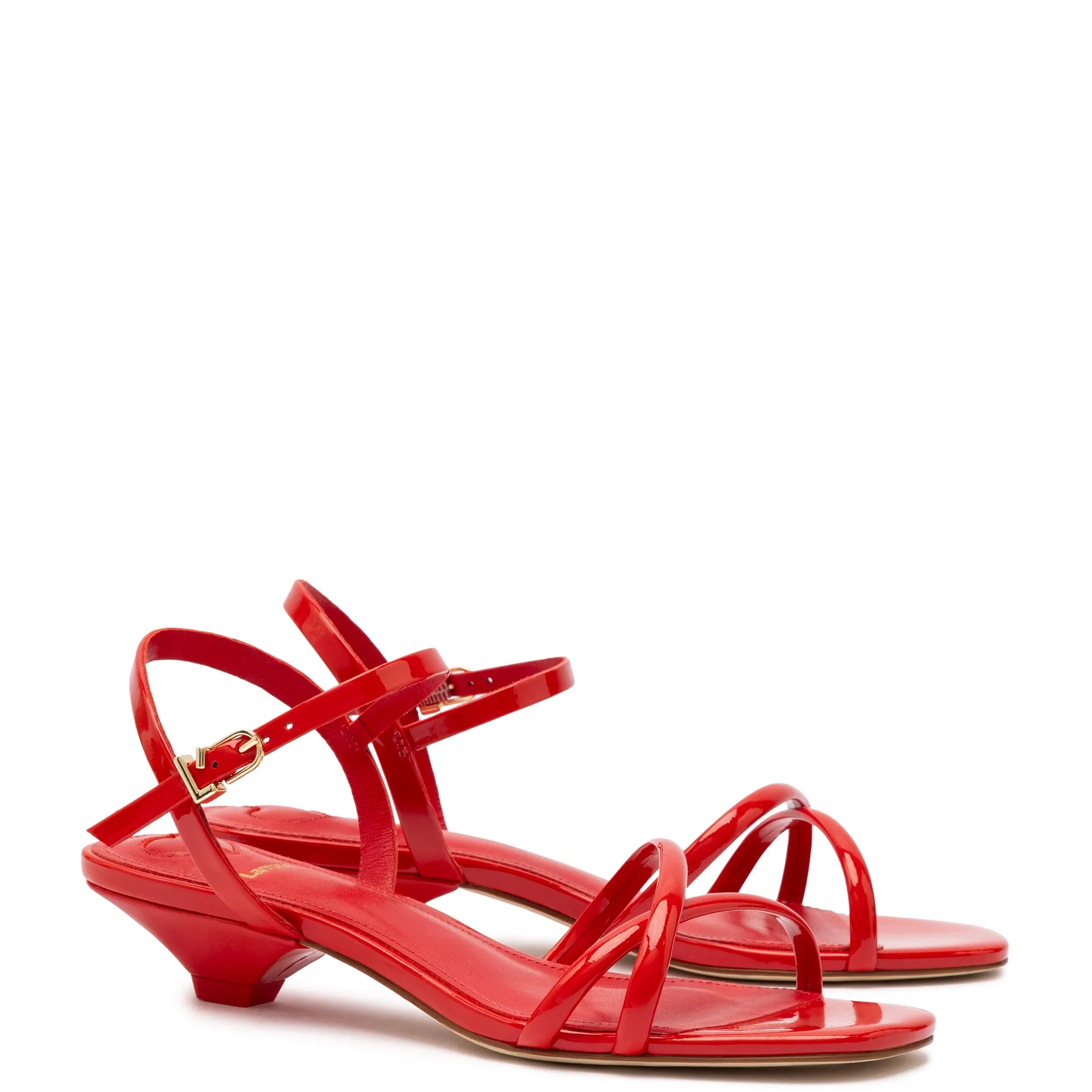 Charlotte Sandal In Scarlet Patent Leather sold by Larroude product image thumbnail 2