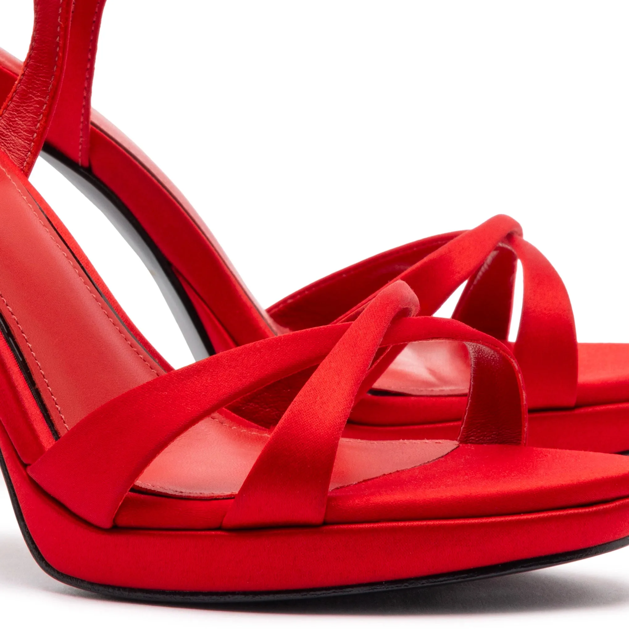 Angelina Sandal In Cherry Satin sold by Larroude product image thumbnail 4
