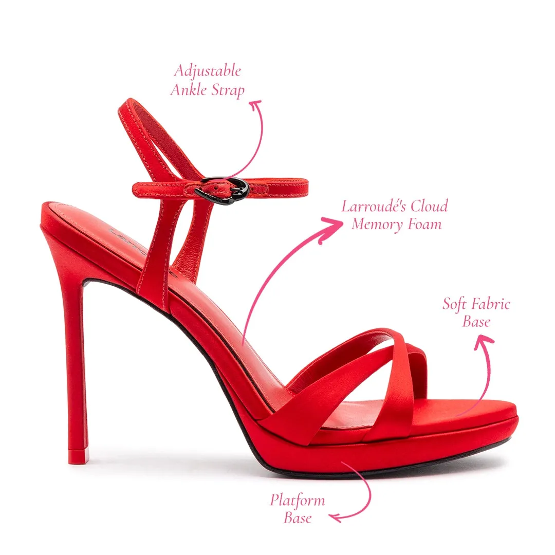 Angelina Sandal In Cherry Satin sold by Larroude product image thumbnail 5