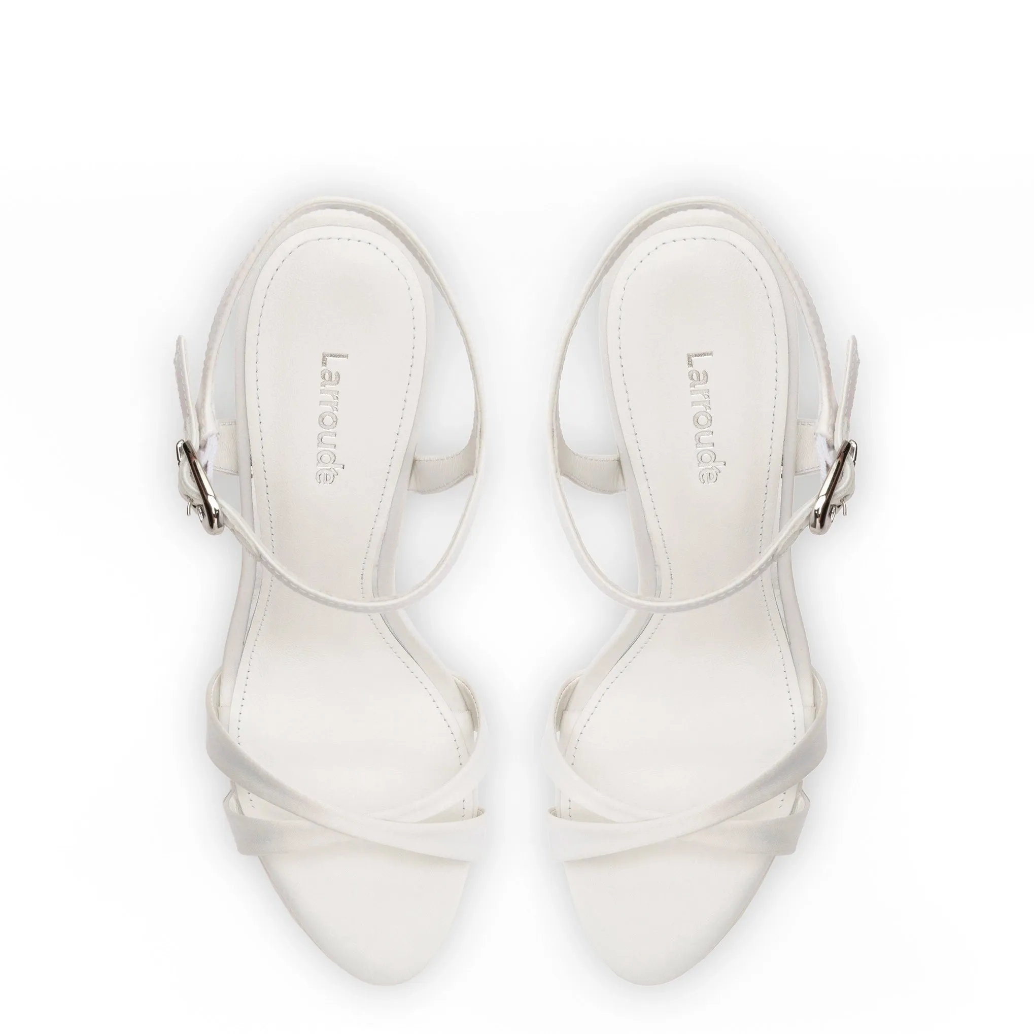 Angelina Sandal In White Satin sold by Larroude product image thumbnail 3