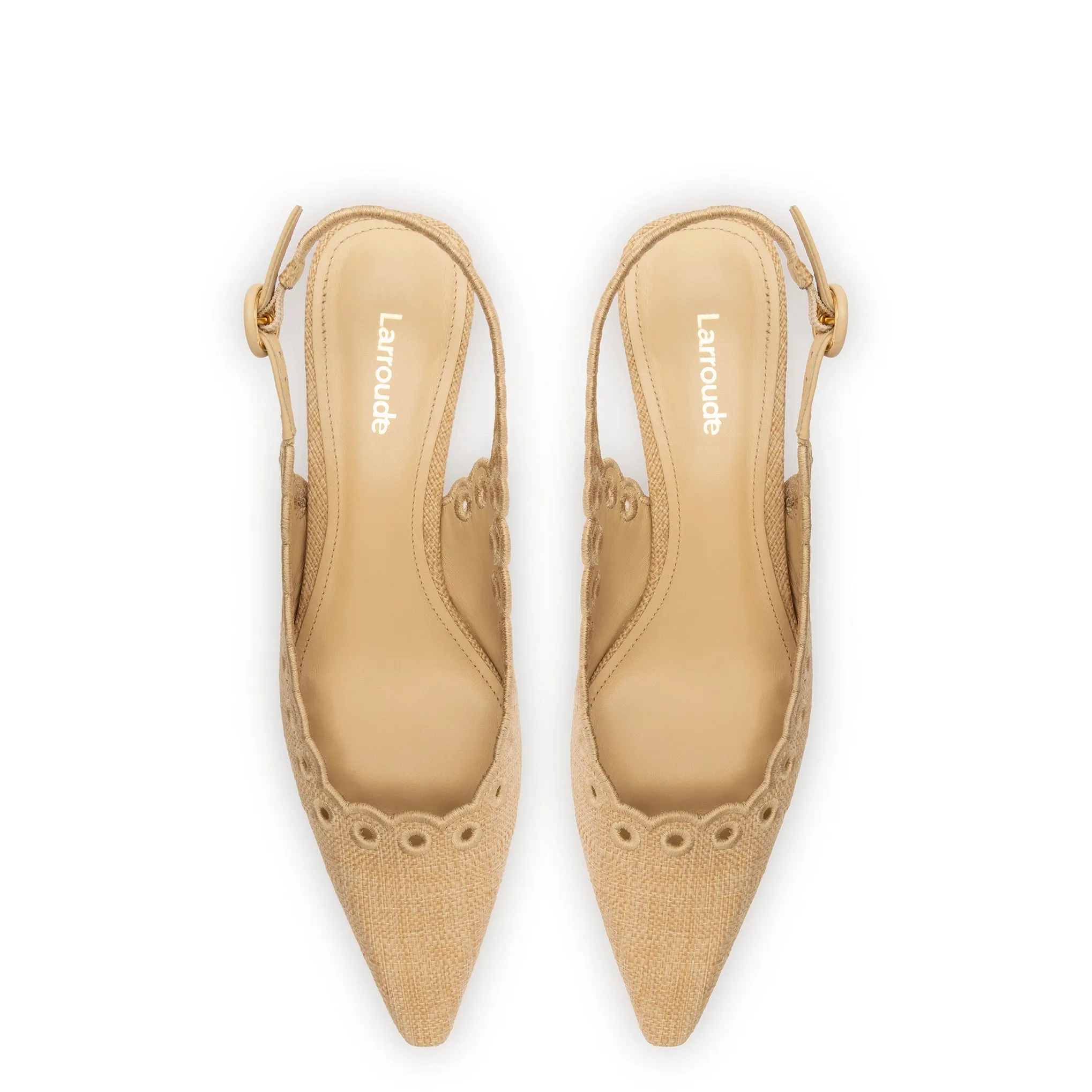 Florence Broderie Pump In Beige Raffia sold by Larroude product image thumbnail 3