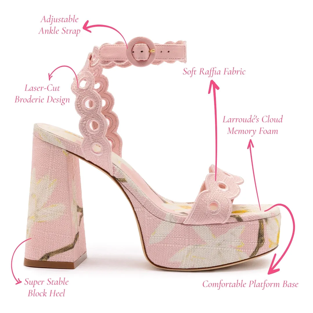 Dolly Broderie Sandal In Tulip Printed Raffia sold by Larroude product image thumbnail 5