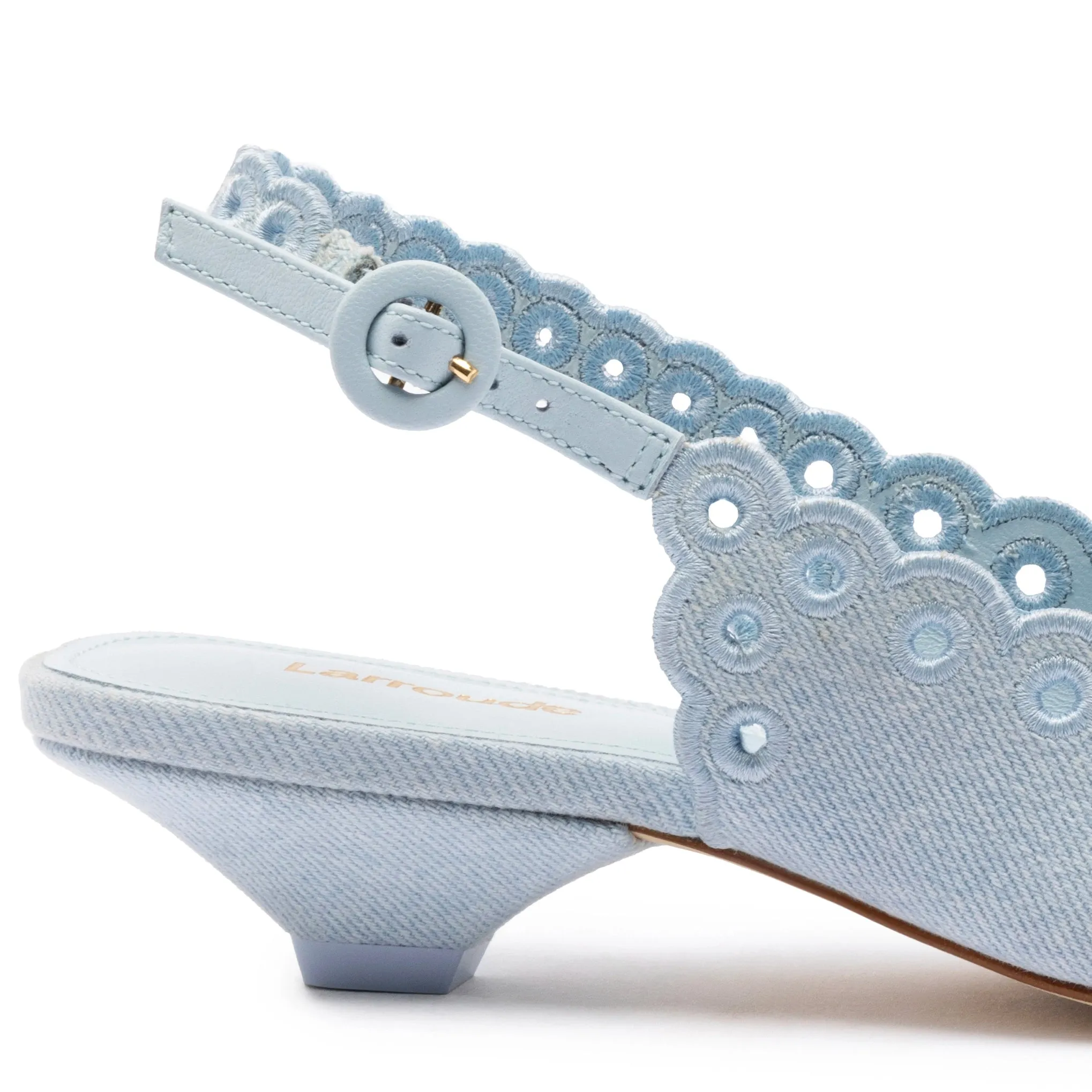 Florence Broderie Pump In Maya Denim sold by Larroude product image thumbnail 4