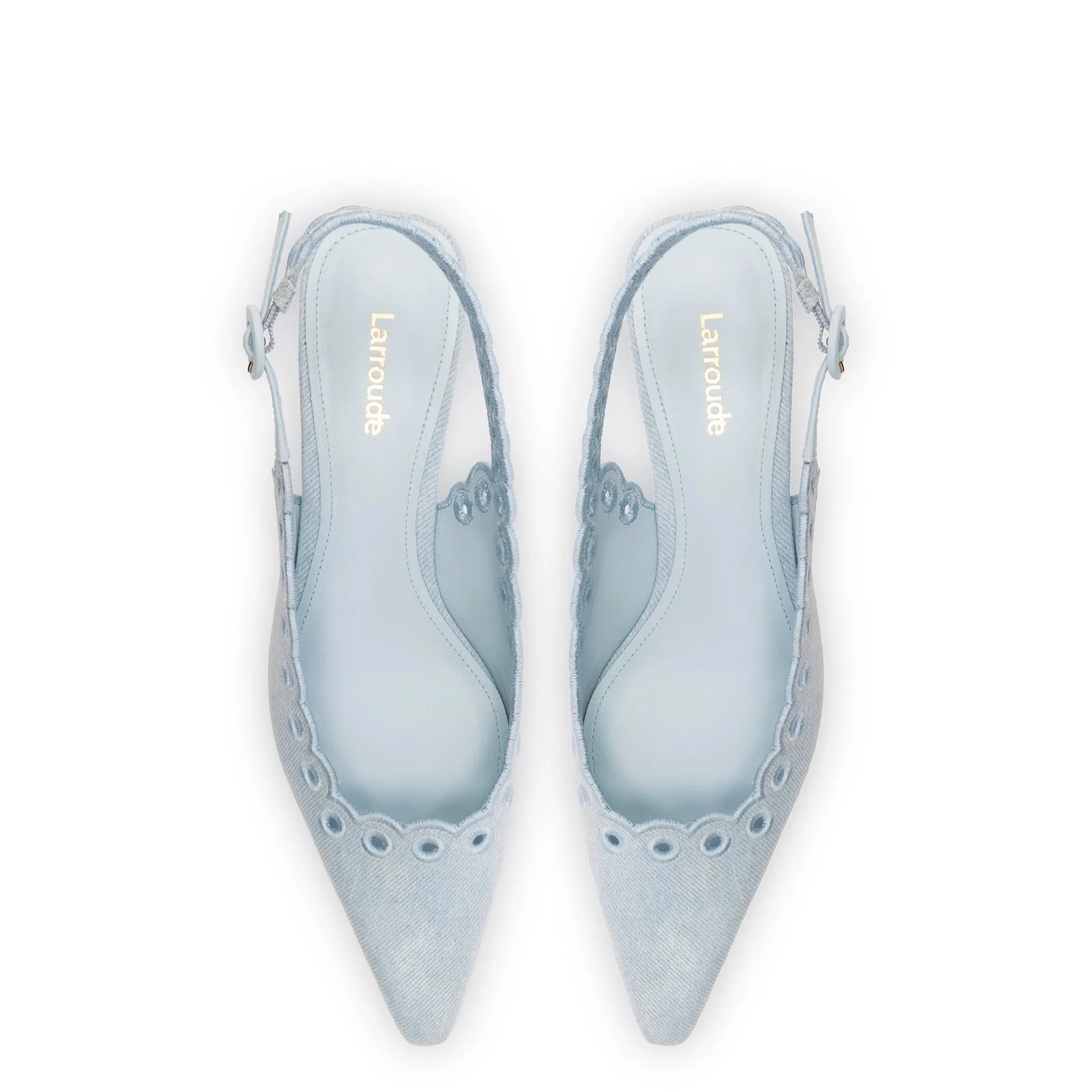 Florence Broderie Pump In Maya Denim sold by Larroude product image thumbnail 3