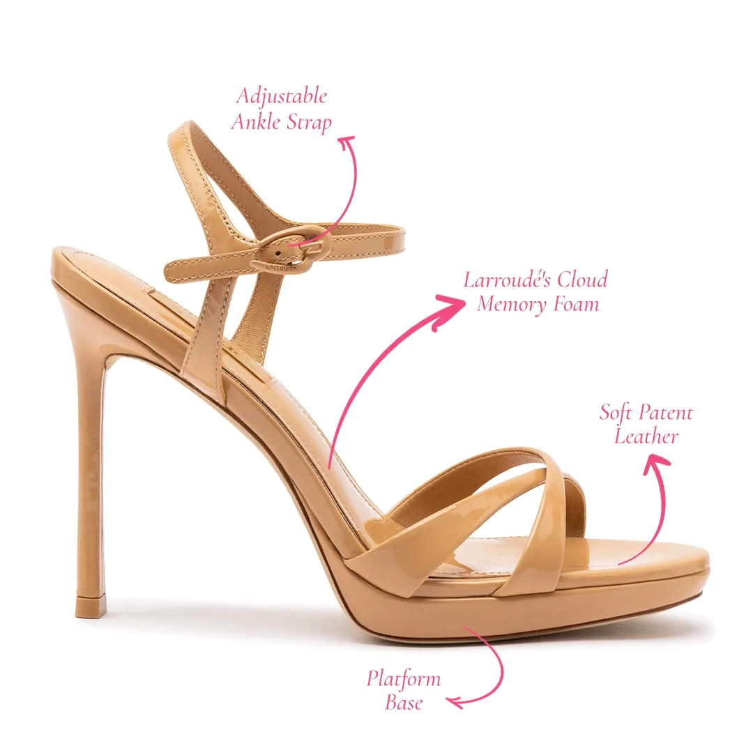 Angelina Sandal In Tan Patent Leather sold by Larroude product image thumbnail 5