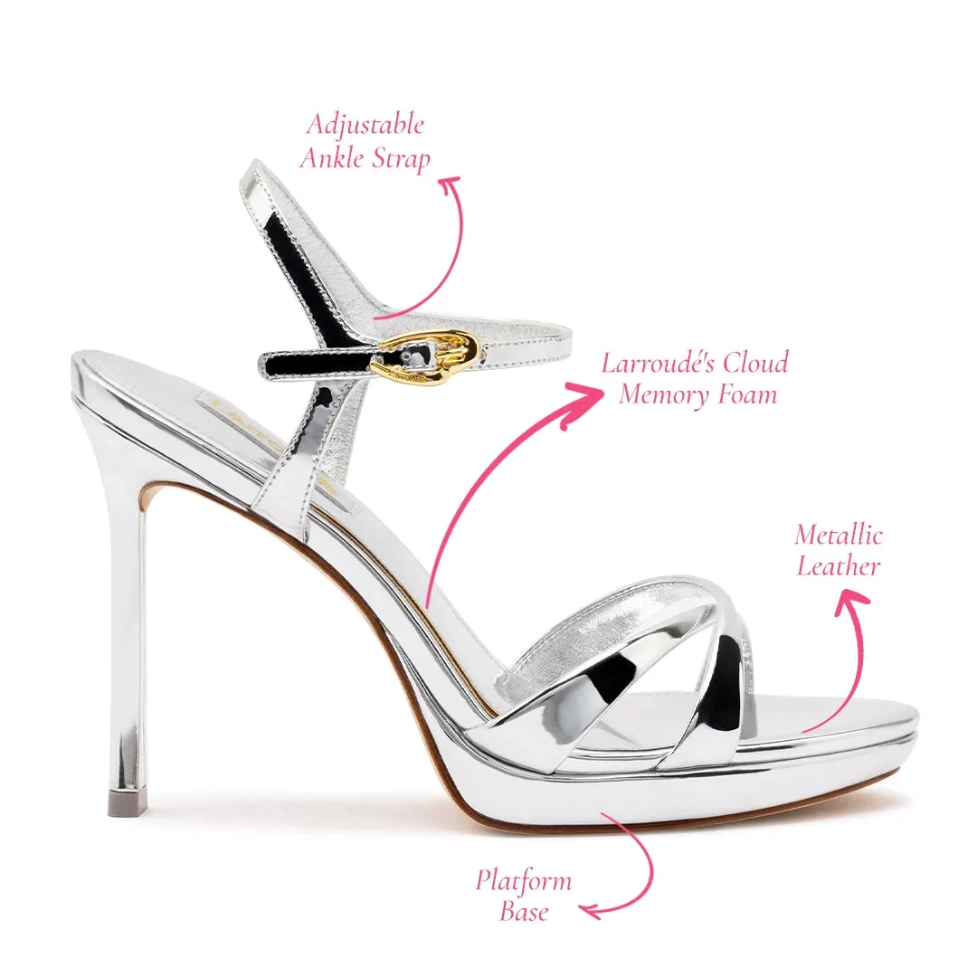 Angelina Sandal In Silver Specchio sold by Larroude product image thumbnail 5