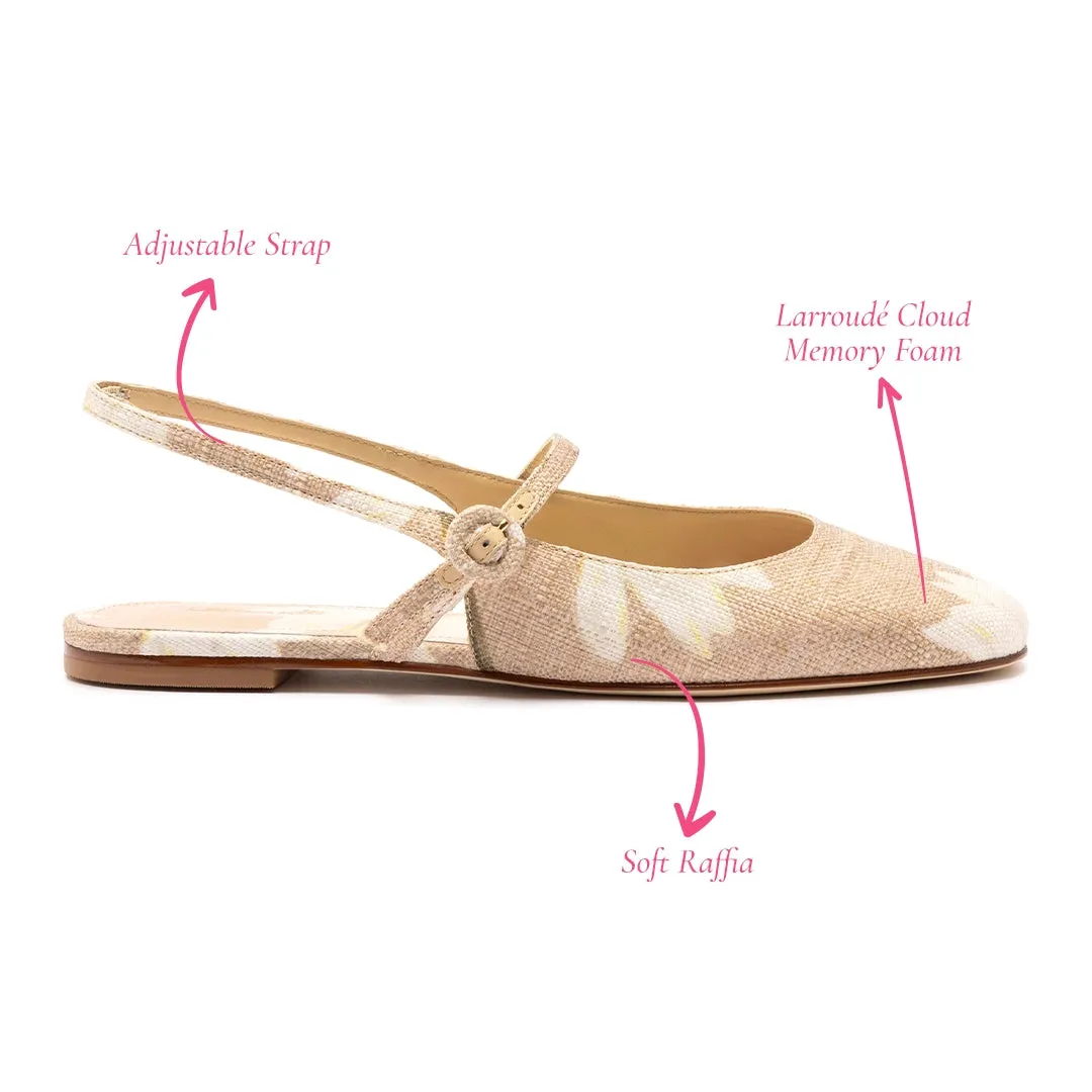 Georgina Ballet Flat In Beige Printed Raffia sold by Larroude product image thumbnail 5