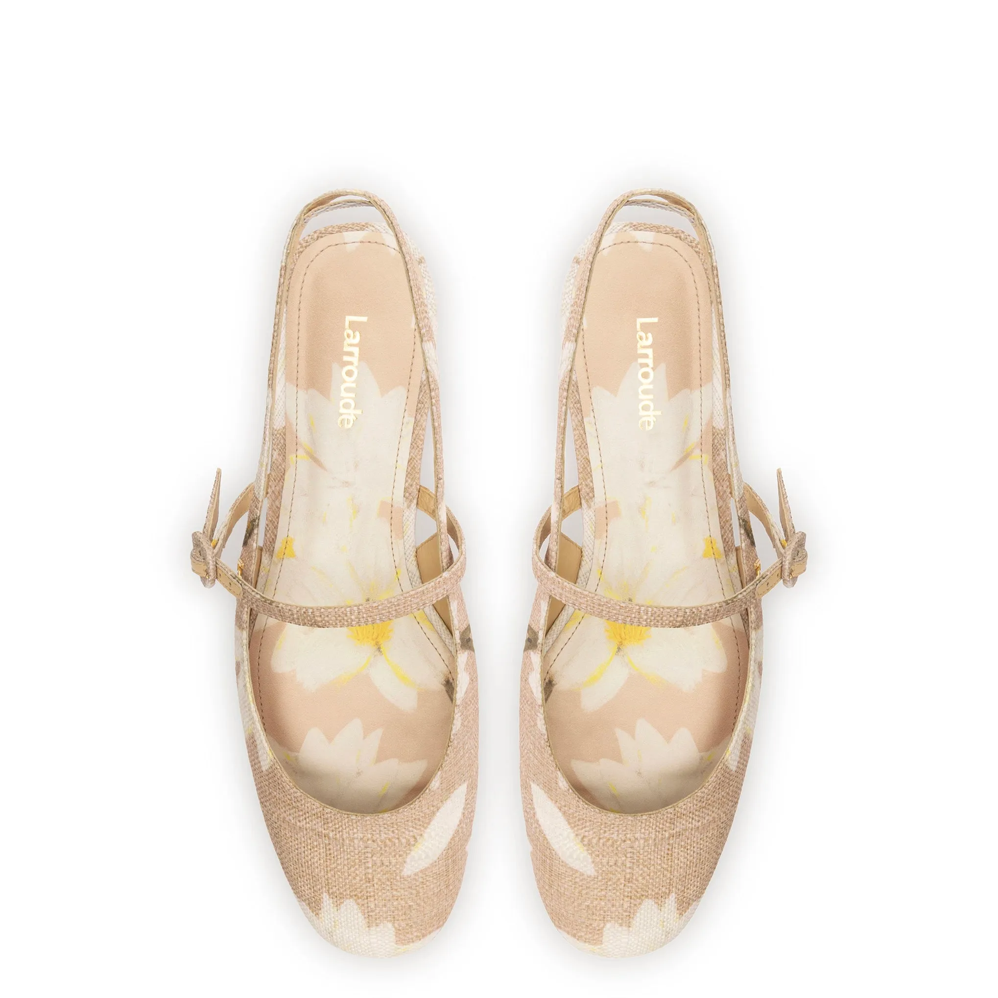 Georgina Ballet Flat In Beige Printed Raffia sold by Larroude product image thumbnail 3
