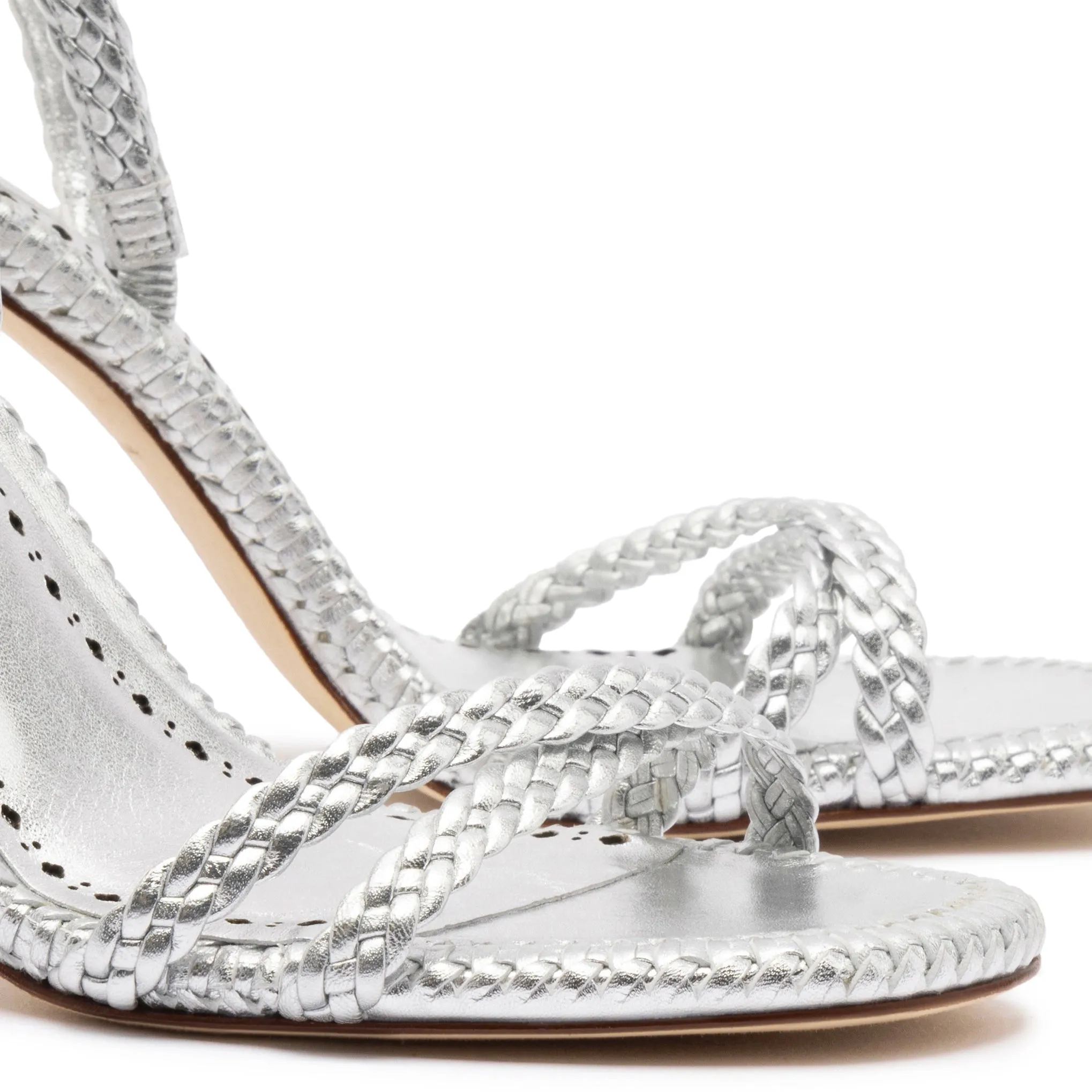 Annie Sandal In Silver Metallic Leather sold by Larroude product image thumbnail 4