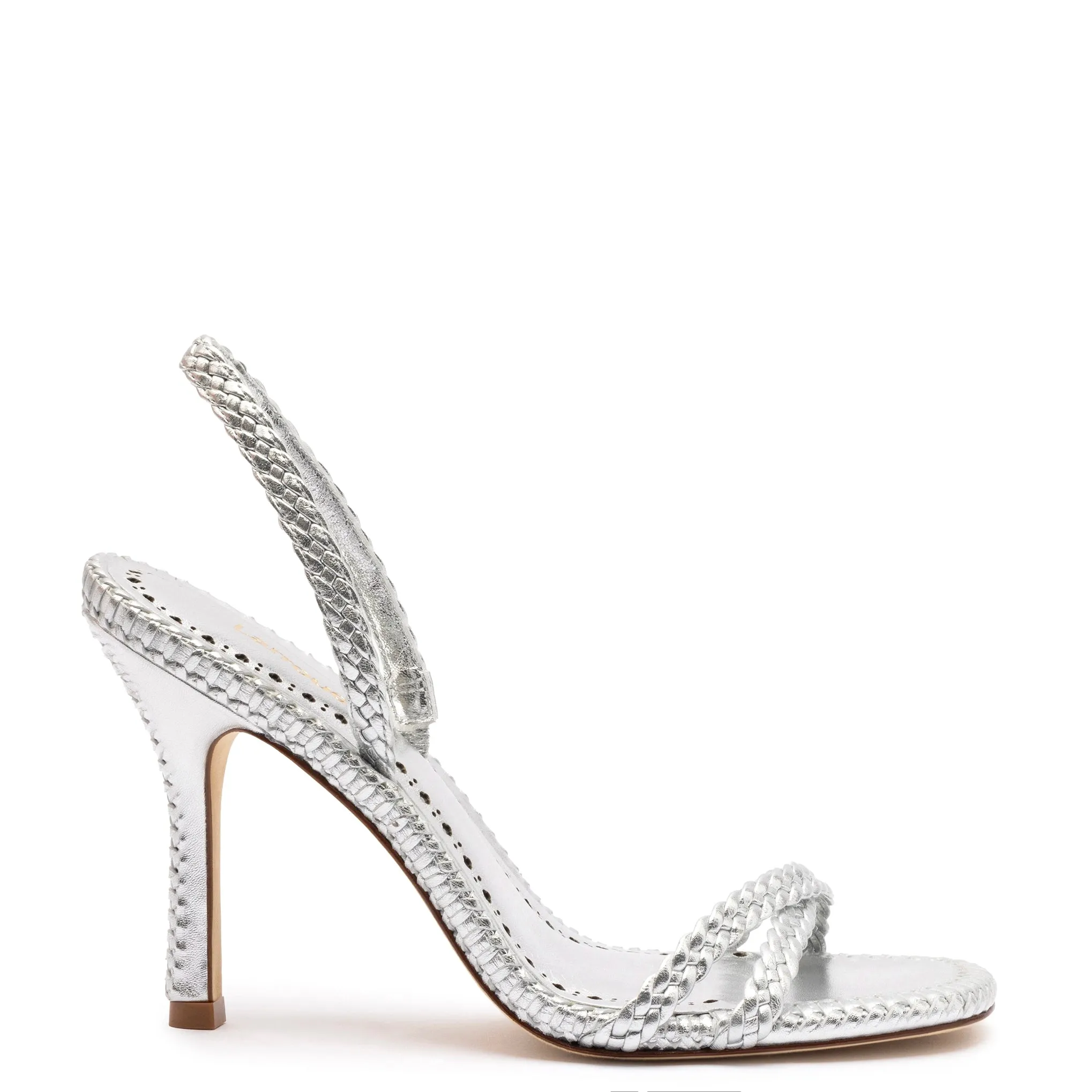 Annie Sandal In Silver Metallic Leather sold by Larroude