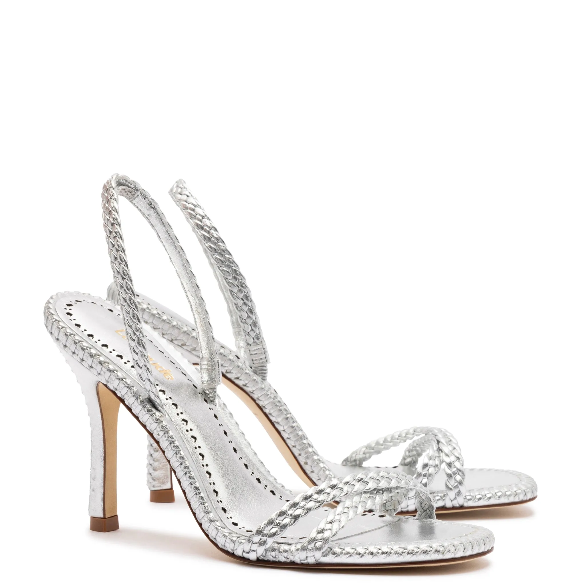 Annie Sandal In Silver Metallic Leather sold by Larroude product image thumbnail 2