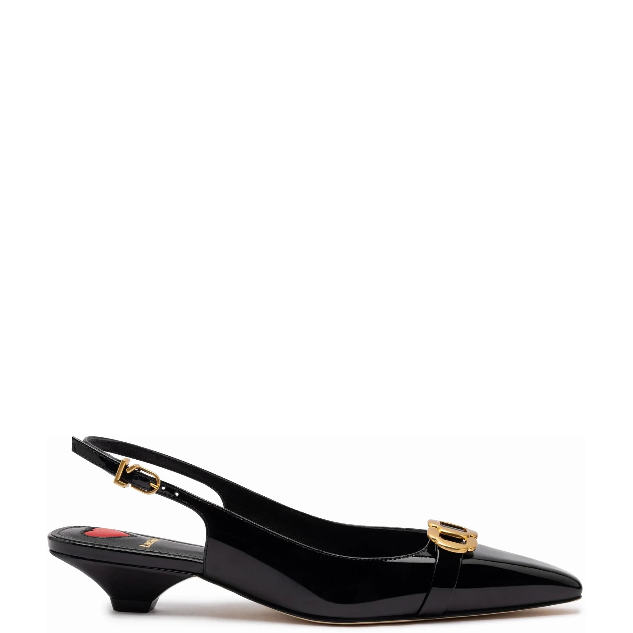 Franca Pump In Black Patent Leather sold by Larroude