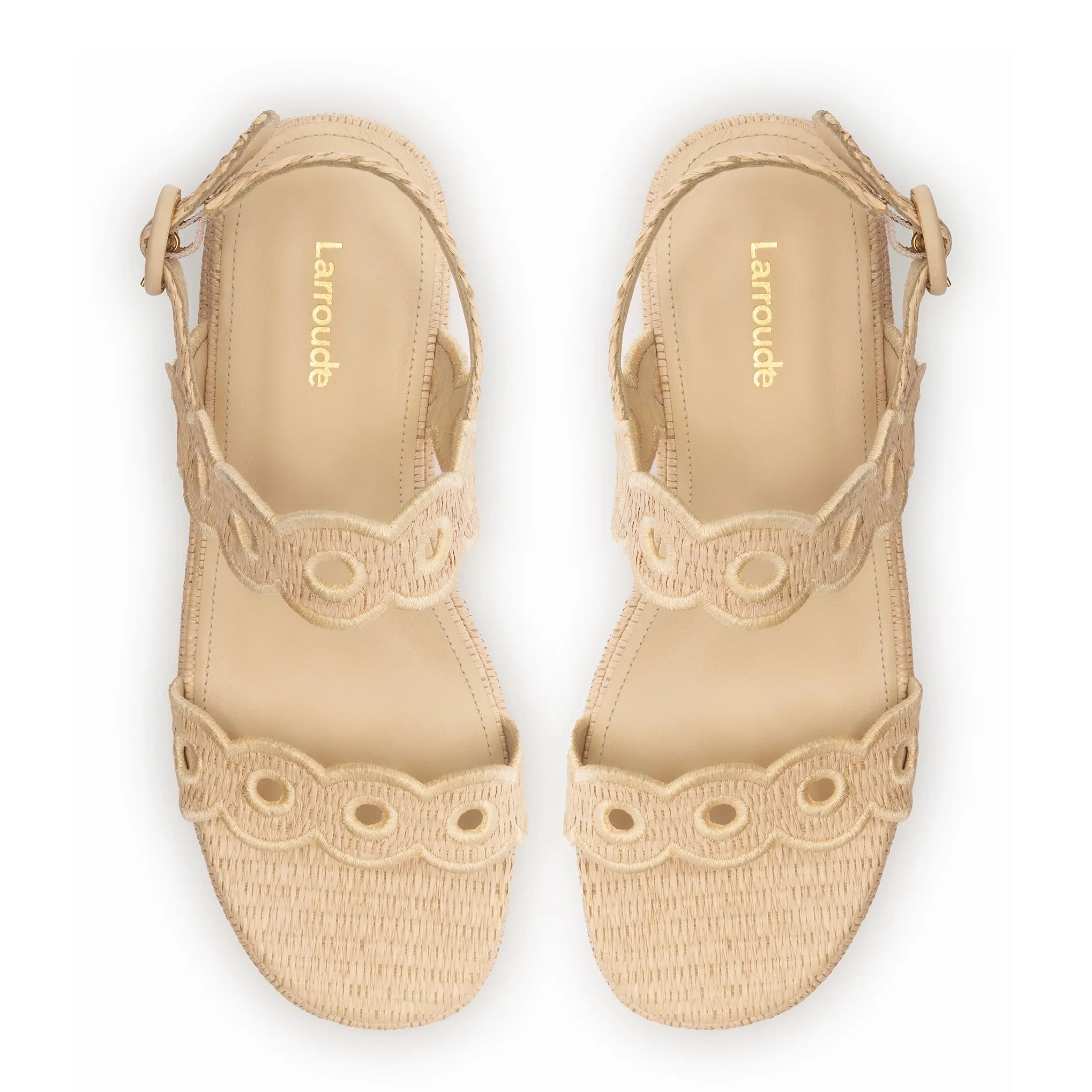 Florence Broderie Flatform In Natural Raffia sold by Larroude product image thumbnail 3
