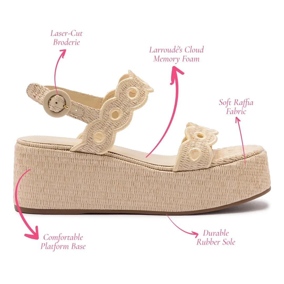 Florence Broderie Flatform In Natural Raffia sold by Larroude product image thumbnail 5