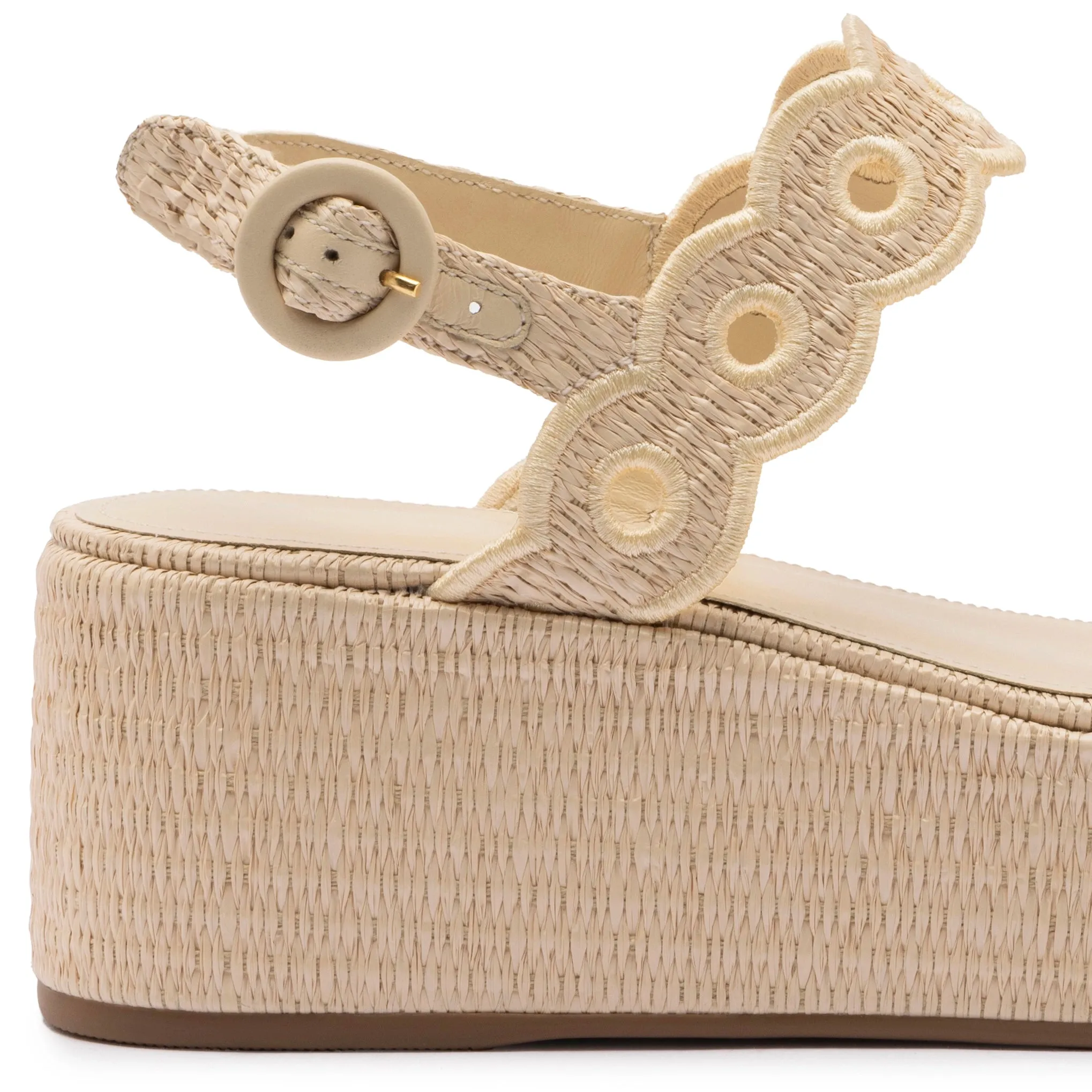 Florence Broderie Flatform In Natural Raffia sold by Larroude product image thumbnail 4
