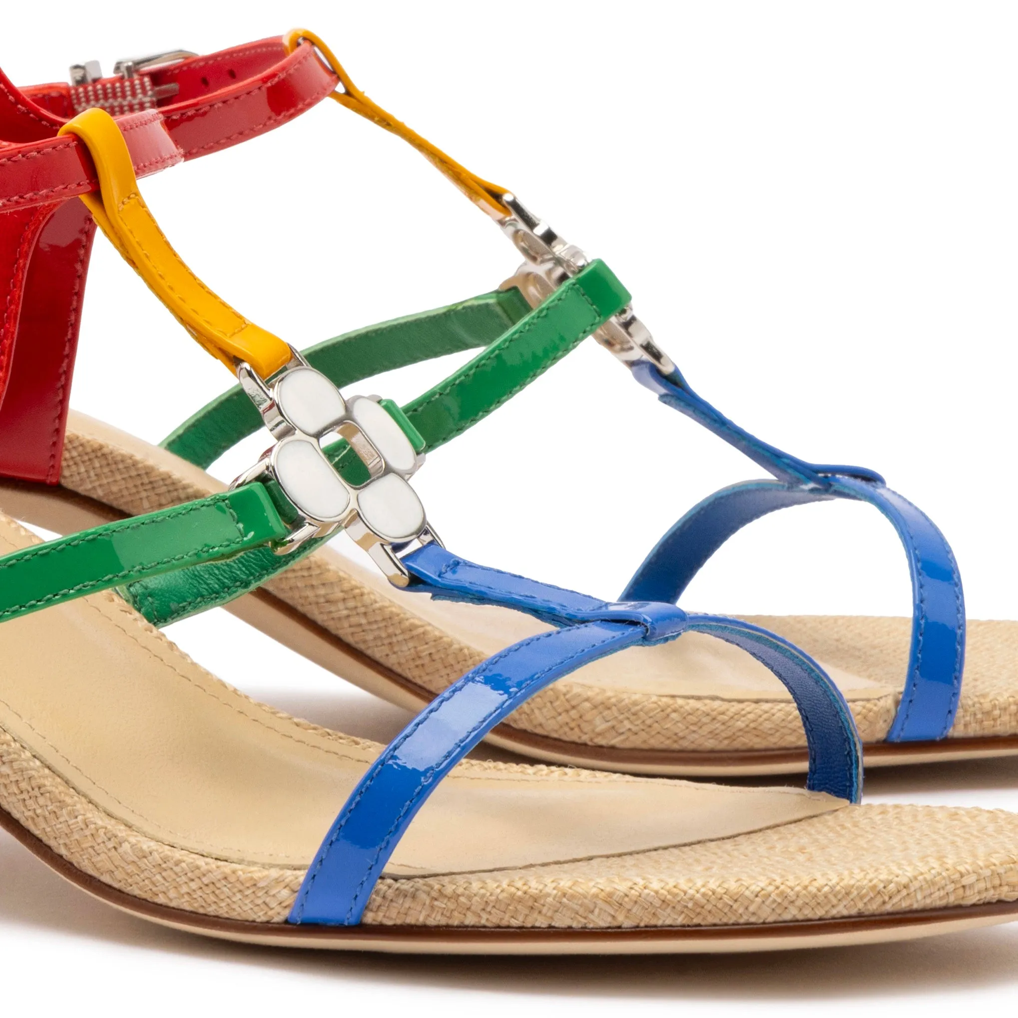 Hana Block In Multicolor Patent Leather and Raffia sold by Larroude product image thumbnail 4