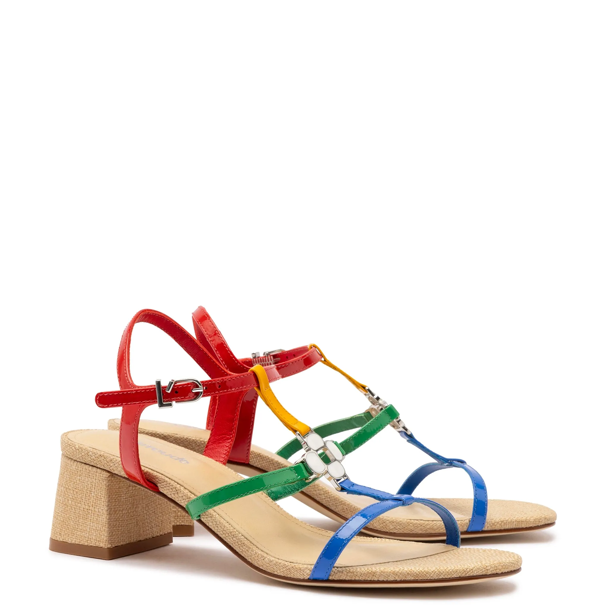 Hana Block In Multicolor Patent Leather and Raffia sold by Larroude product image thumbnail 2