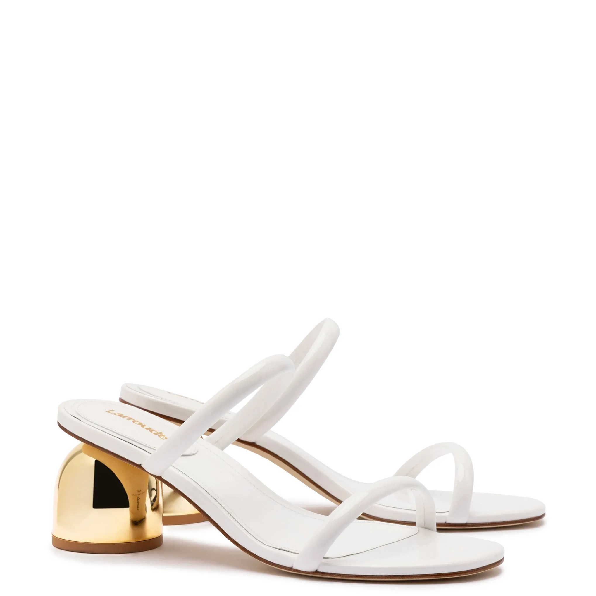 Dew Drop Mule In White Patent Leather sold by Larroude product image thumbnail 2
