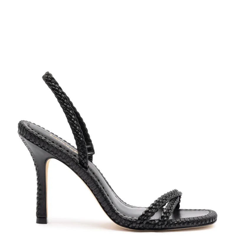 Annie Sandal In Black Leather sold by Larroude
