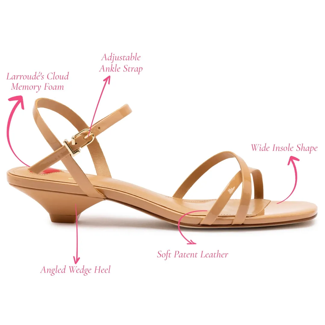 Charlotte Sandal In Tan Patent Leather sold by Larroude product image thumbnail 5