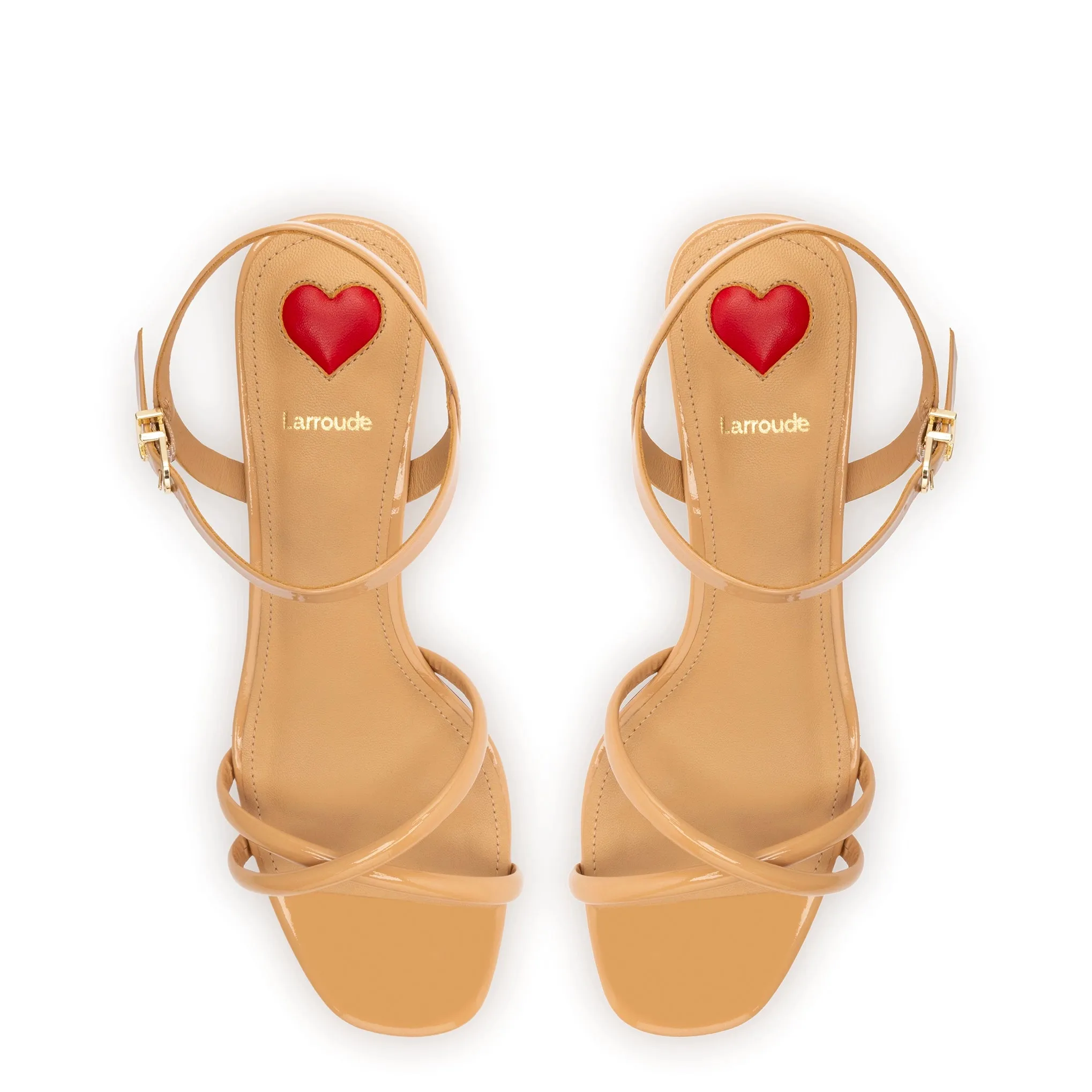 Charlotte Sandal In Tan Patent Leather sold by Larroude product image thumbnail 3