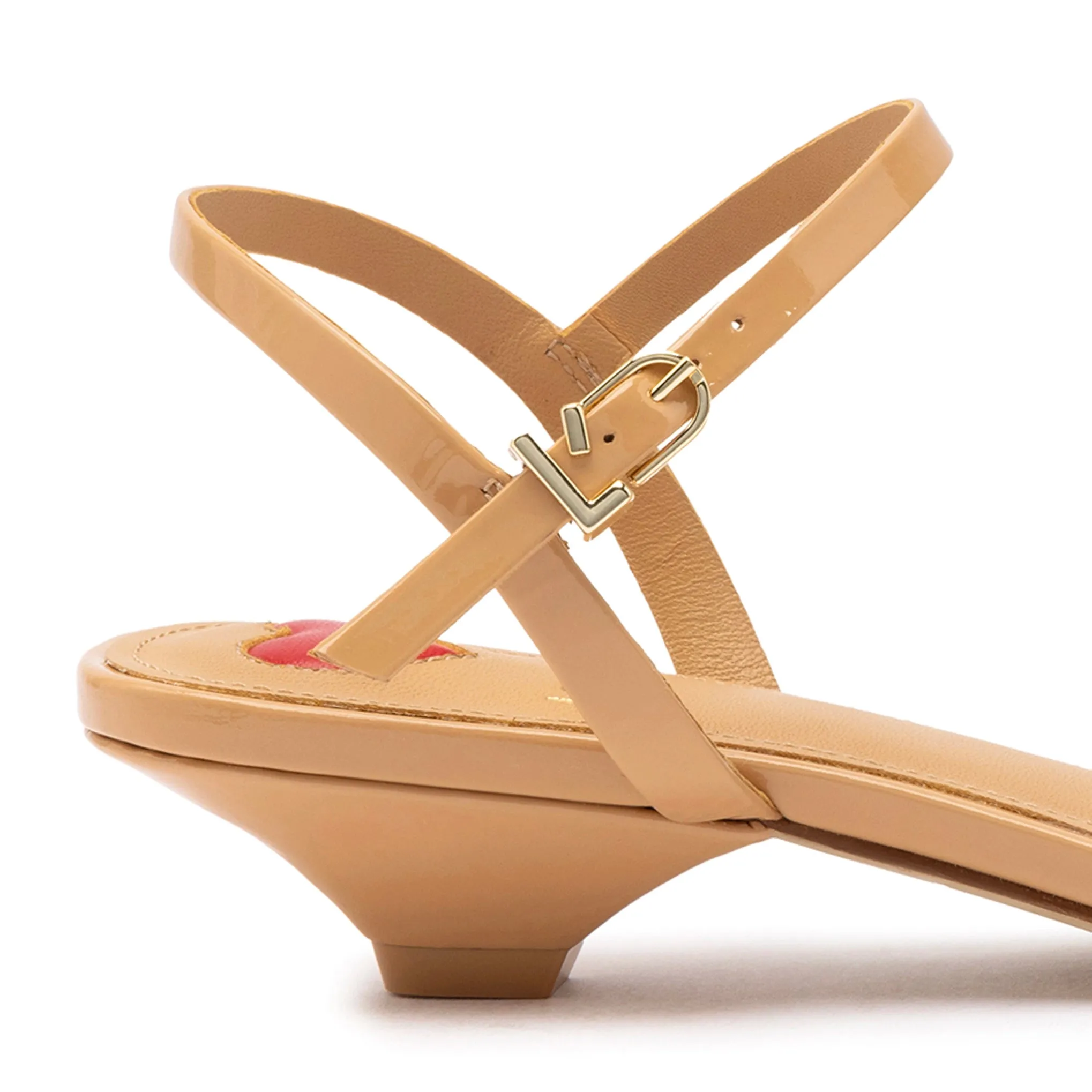 Charlotte Sandal In Tan Patent Leather sold by Larroude product image thumbnail 4