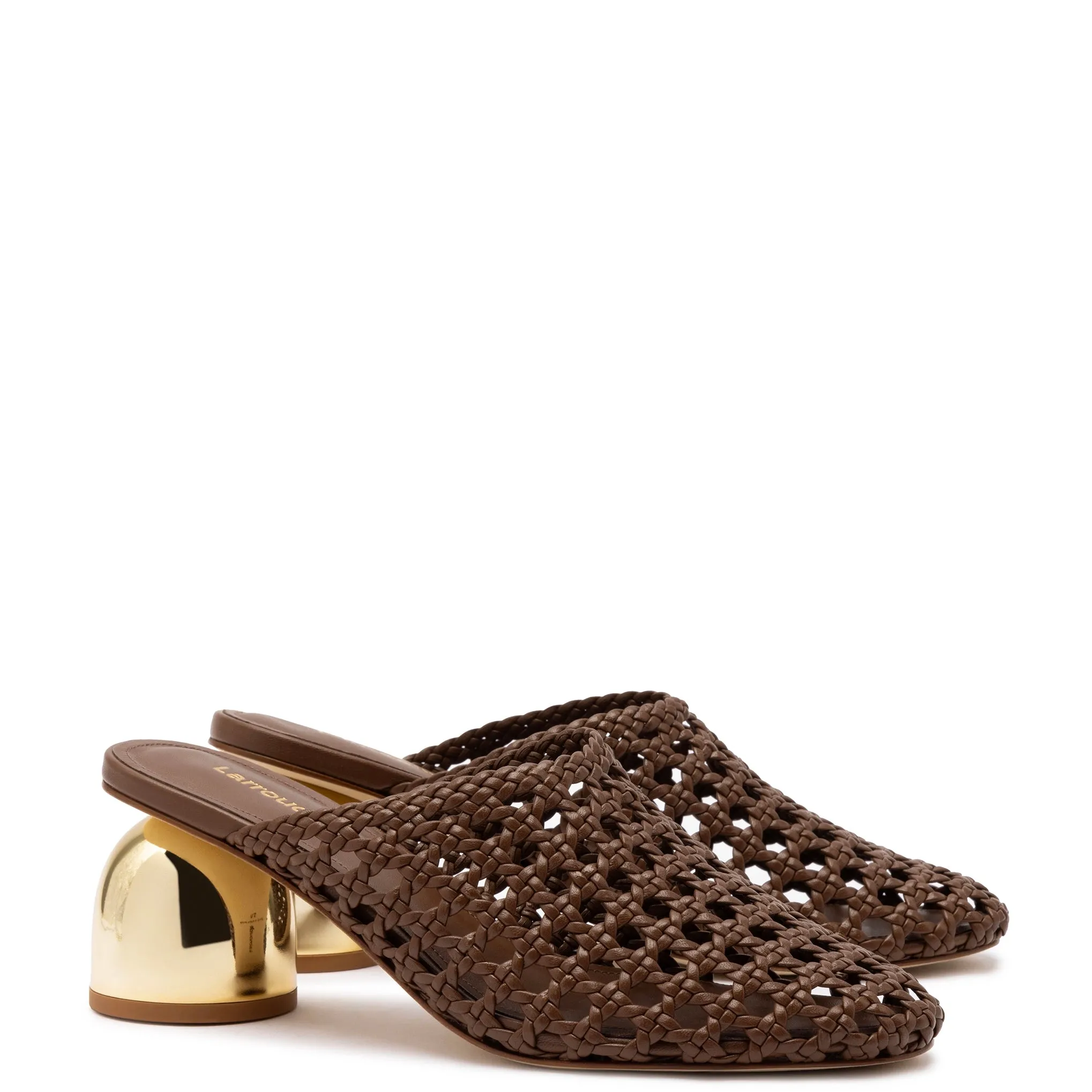 Dew Drop Macrame Mule In Burnt Umber Leather sold by Larroude product image thumbnail 2