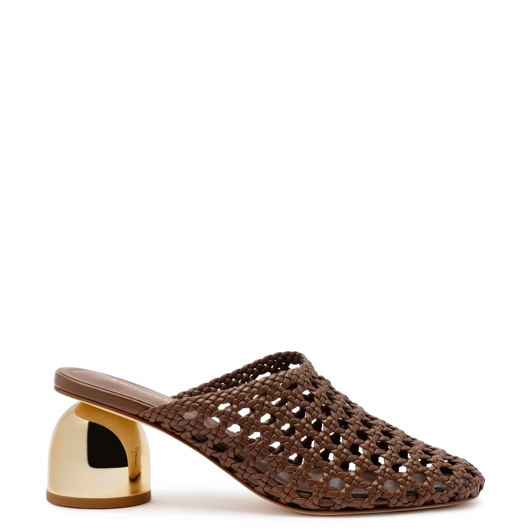 Dew Drop Macrame Mule In Burnt Umber Leather sold by Larroude