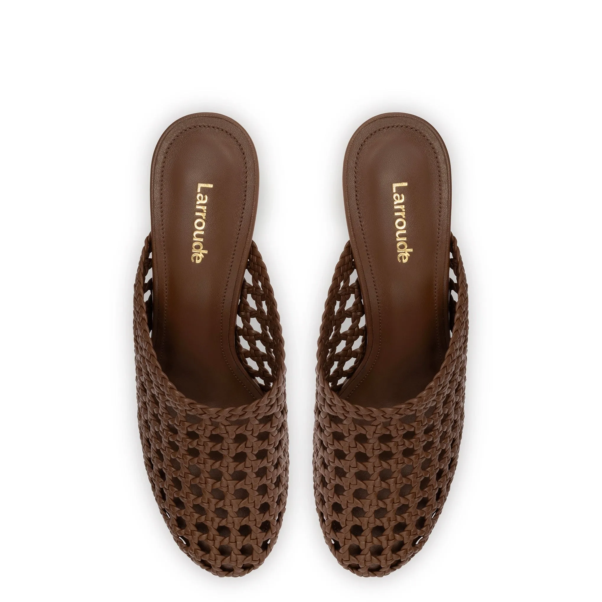 Dew Drop Macrame Mule In Burnt Umber Leather sold by Larroude product image thumbnail 3