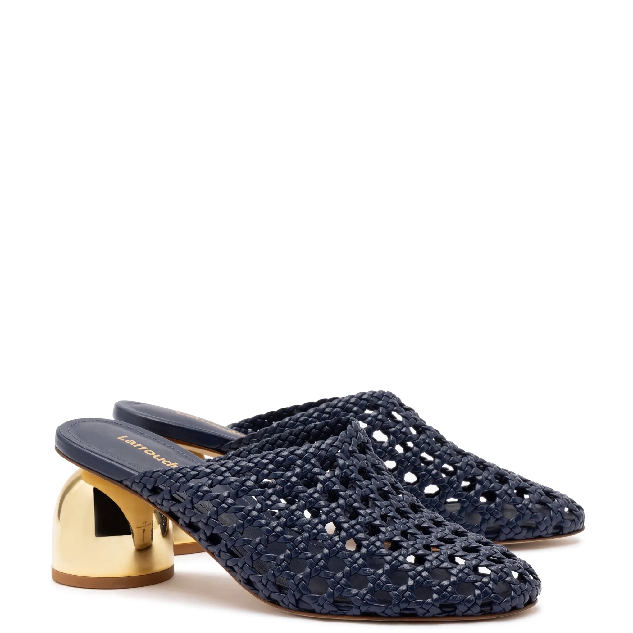 Dew Drop Macrame Mule In Navy Leather sold by Larroude product image thumbnail 2