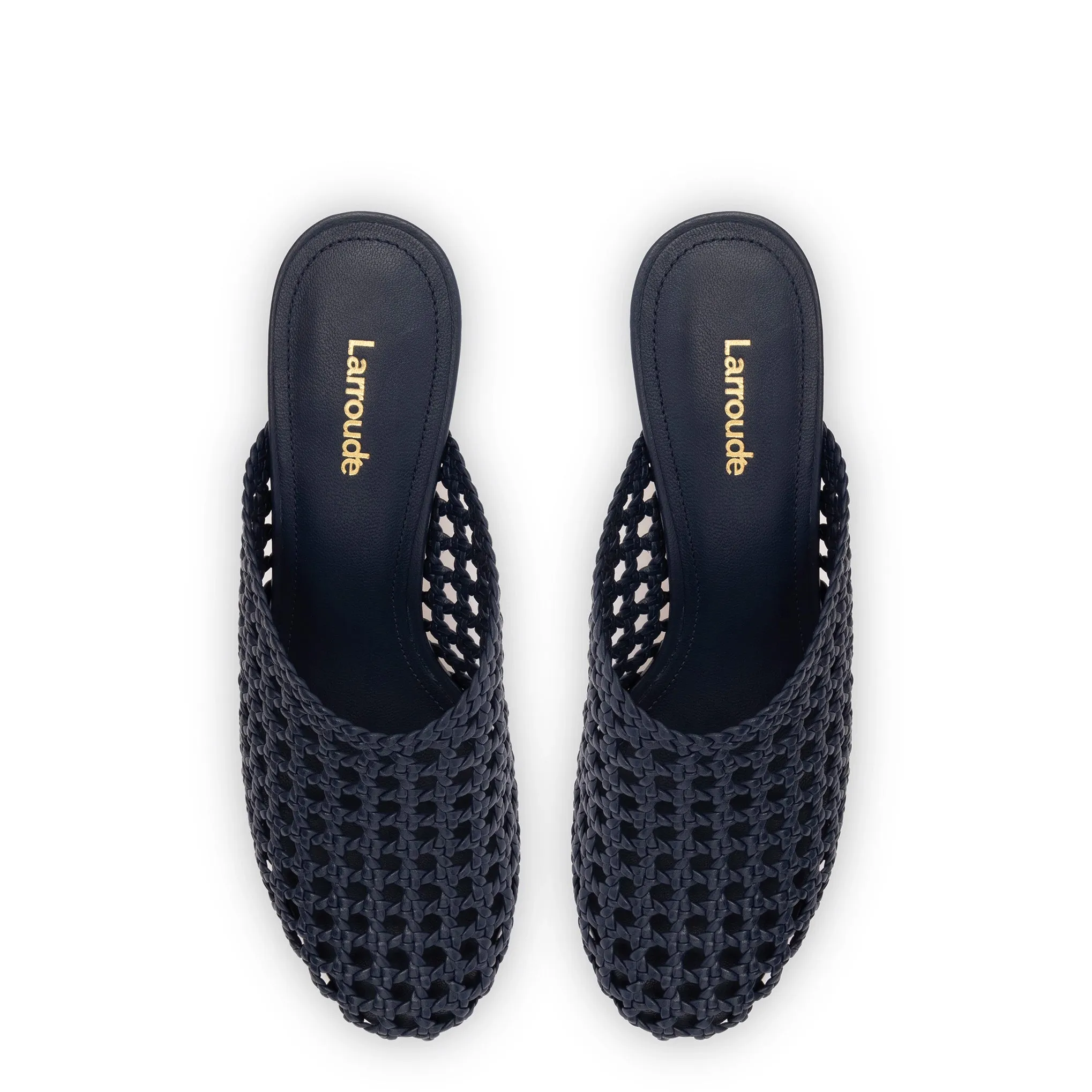 Dew Drop Macrame Mule In Navy Leather sold by Larroude product image thumbnail 3
