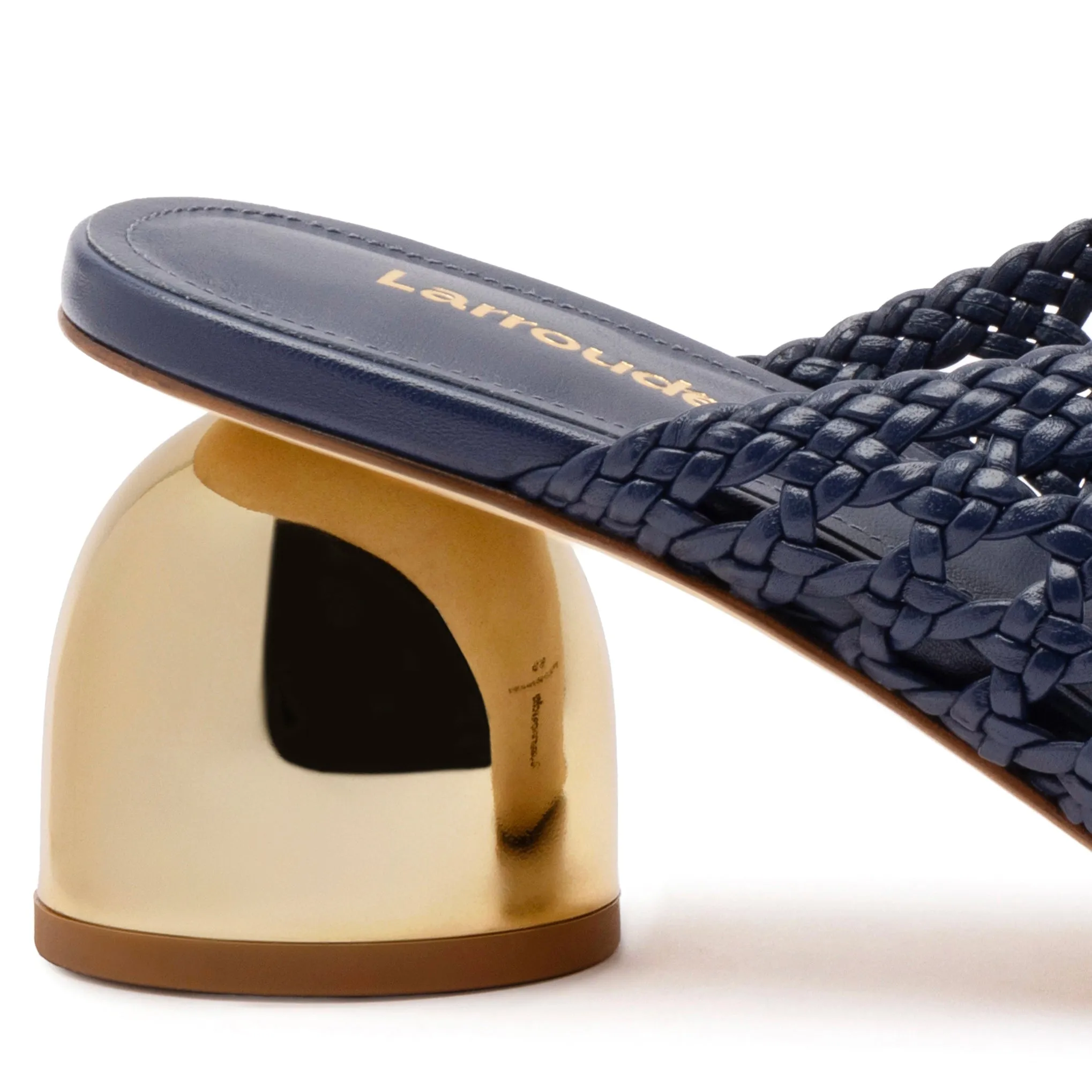 Dew Drop Macrame Mule In Navy Leather sold by Larroude product image thumbnail 4