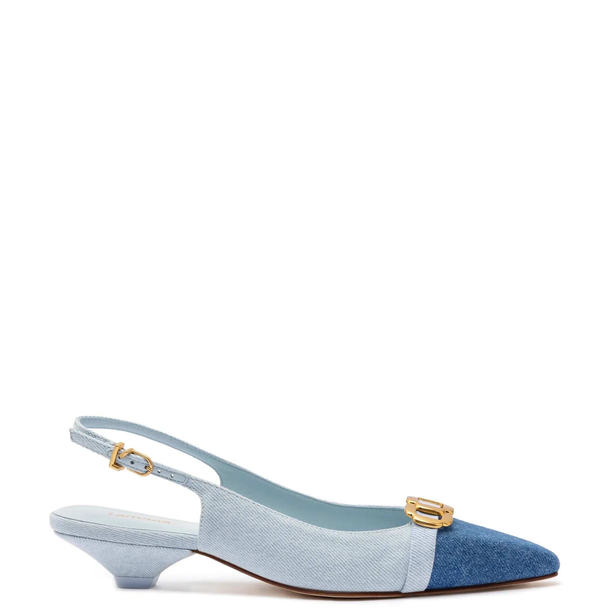 Franca Pump In Blue Denim sold by Larroude