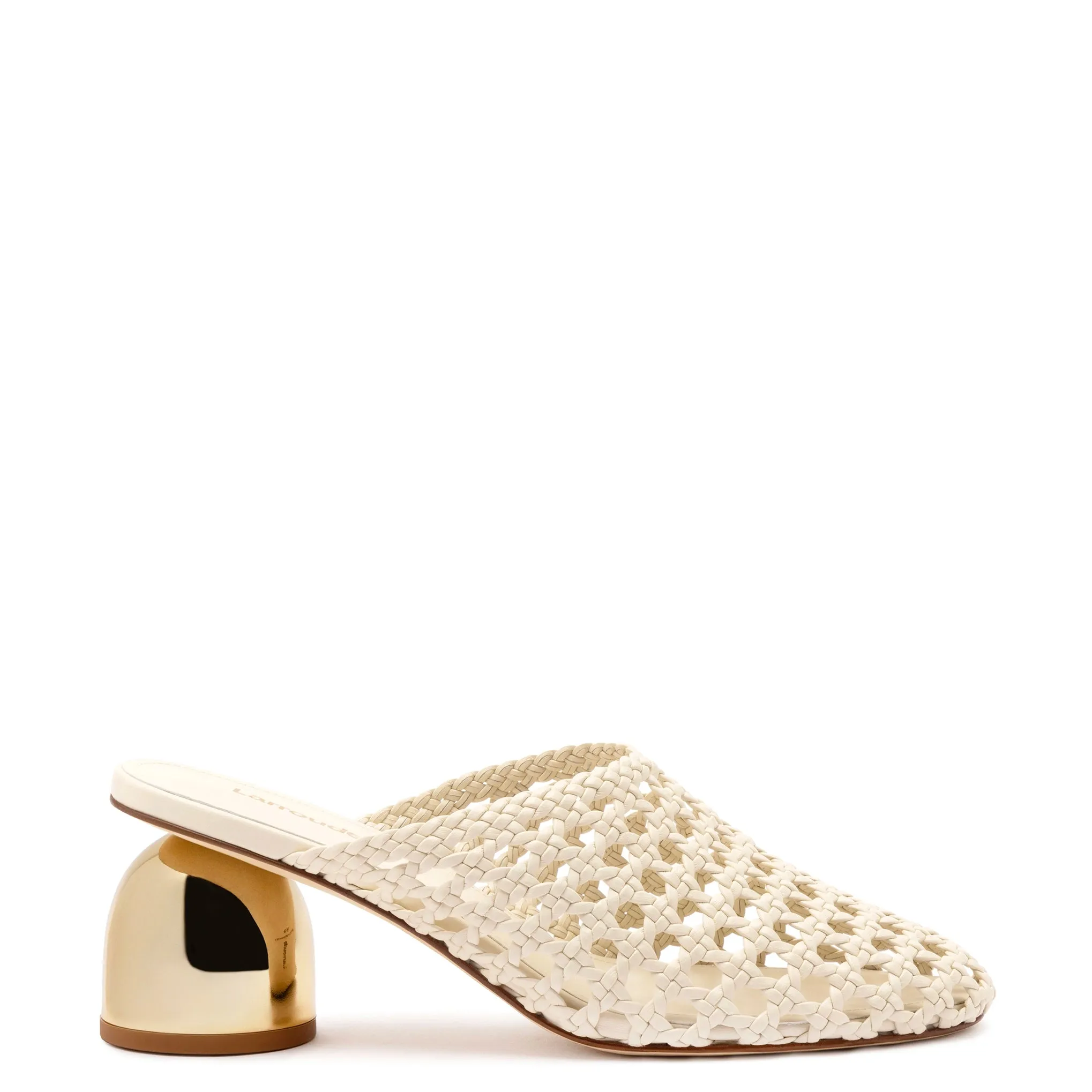 Dew Drop Macrame Mule In Ivory Leather sold by Larroude