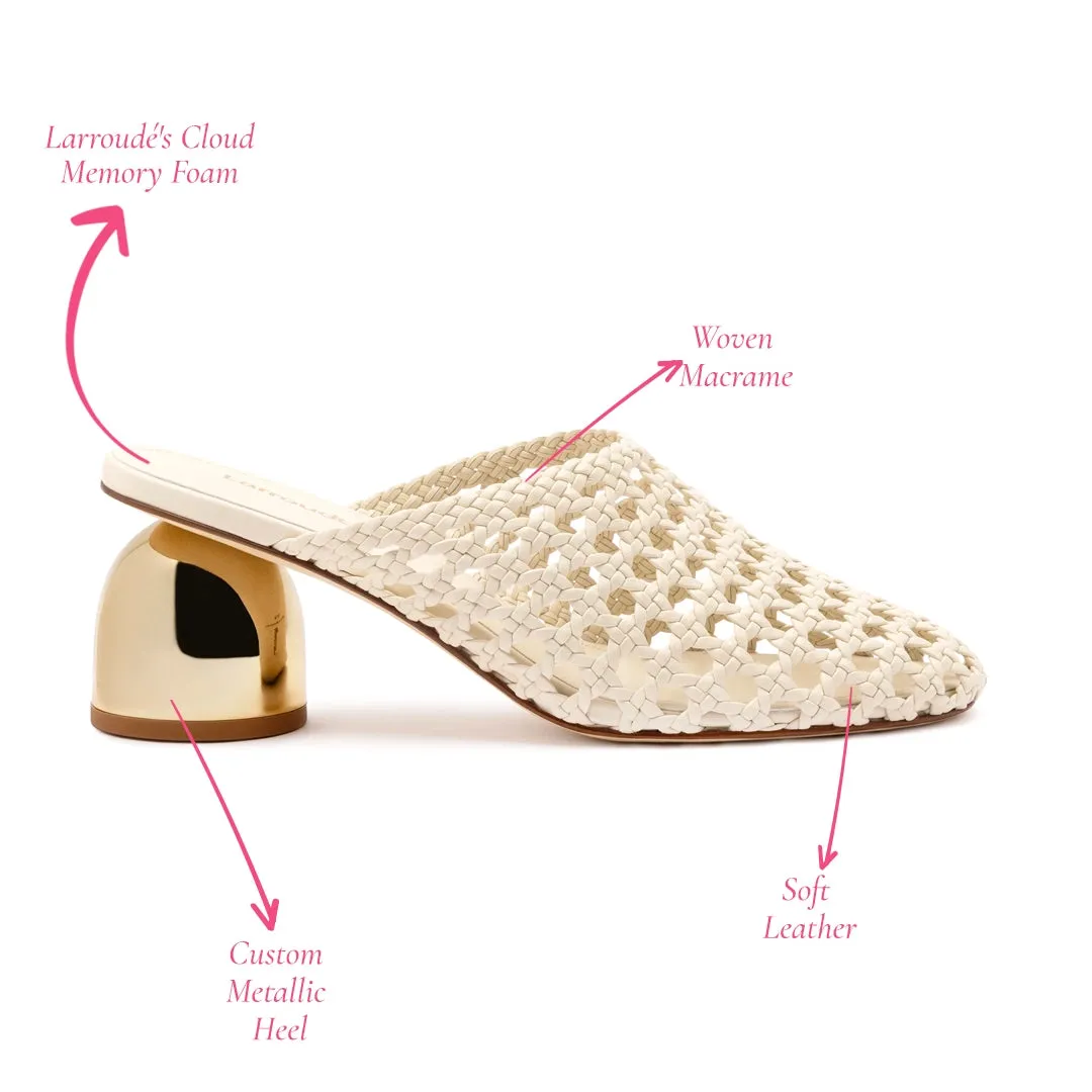 Dew Drop Macrame Mule In Ivory Leather sold by Larroude product image thumbnail 5