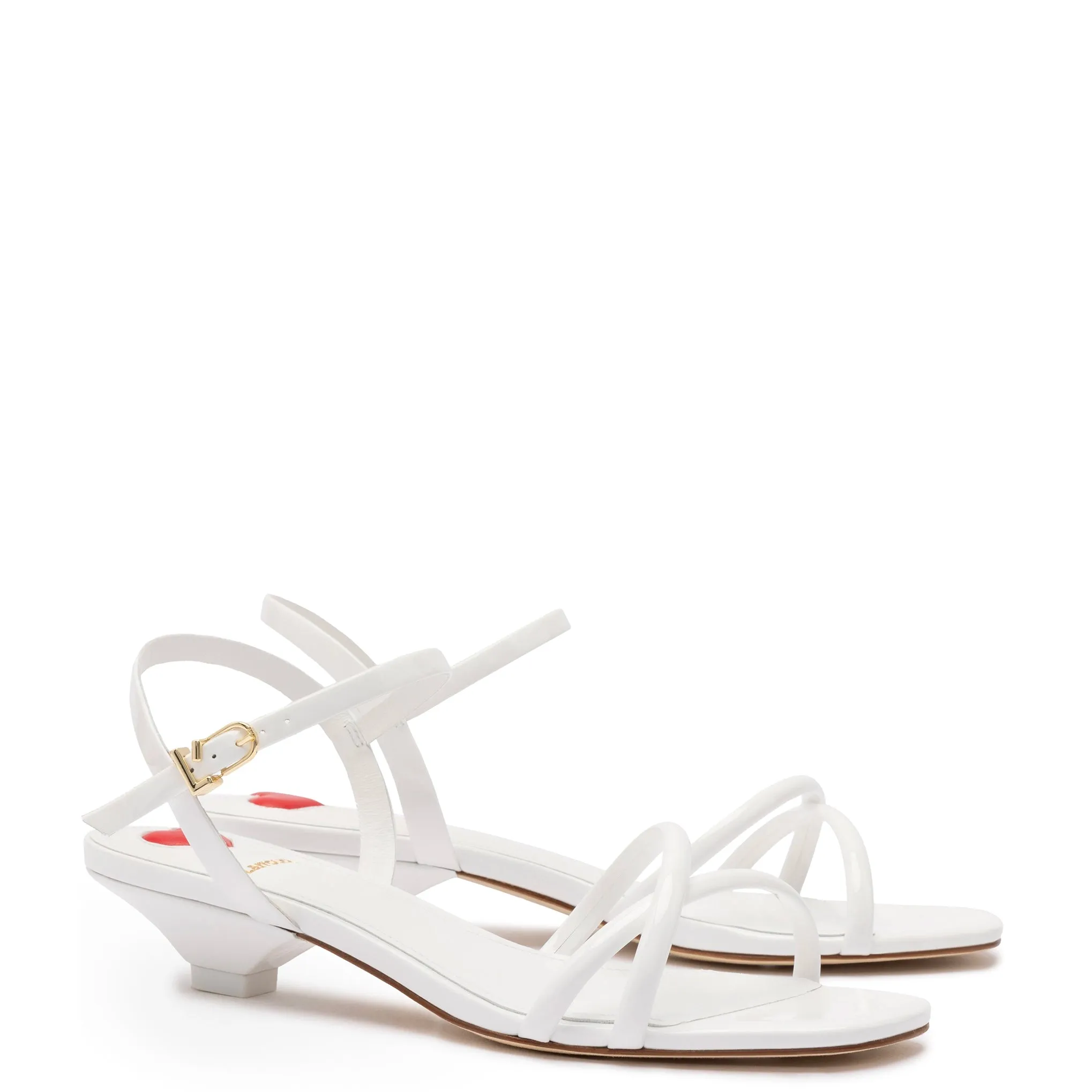 Charlotte Sandal In White Patent Leather sold by Larroude product image thumbnail 2