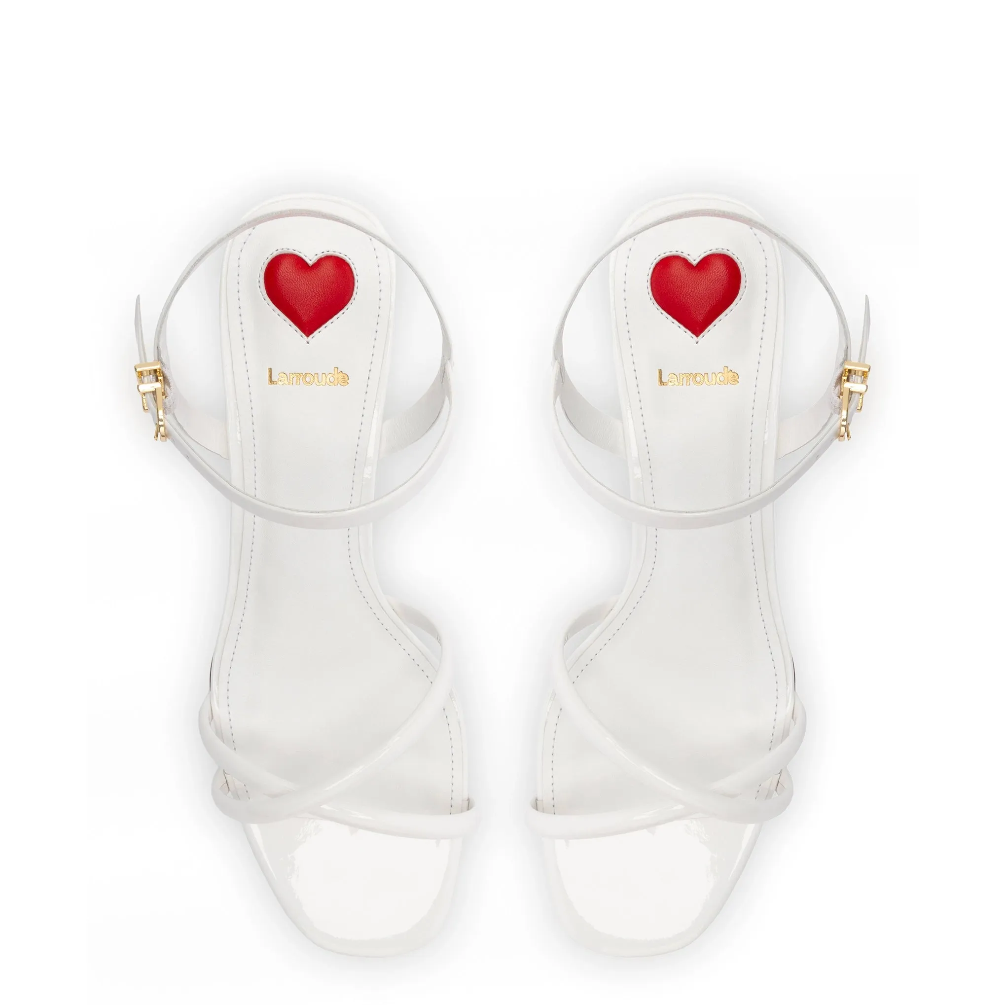 Charlotte Sandal In White Patent Leather sold by Larroude product image thumbnail 3