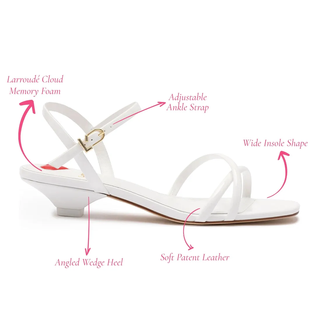 Charlotte Sandal In White Patent Leather sold by Larroude product image thumbnail 5